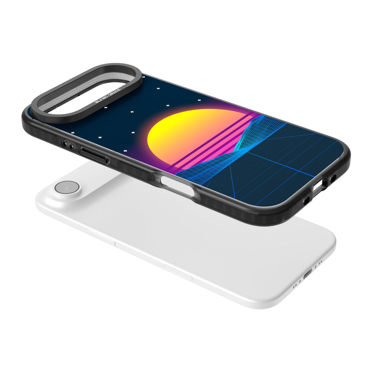 Sunset Vaporwave iPhone Air Impact Black Phone Case angled