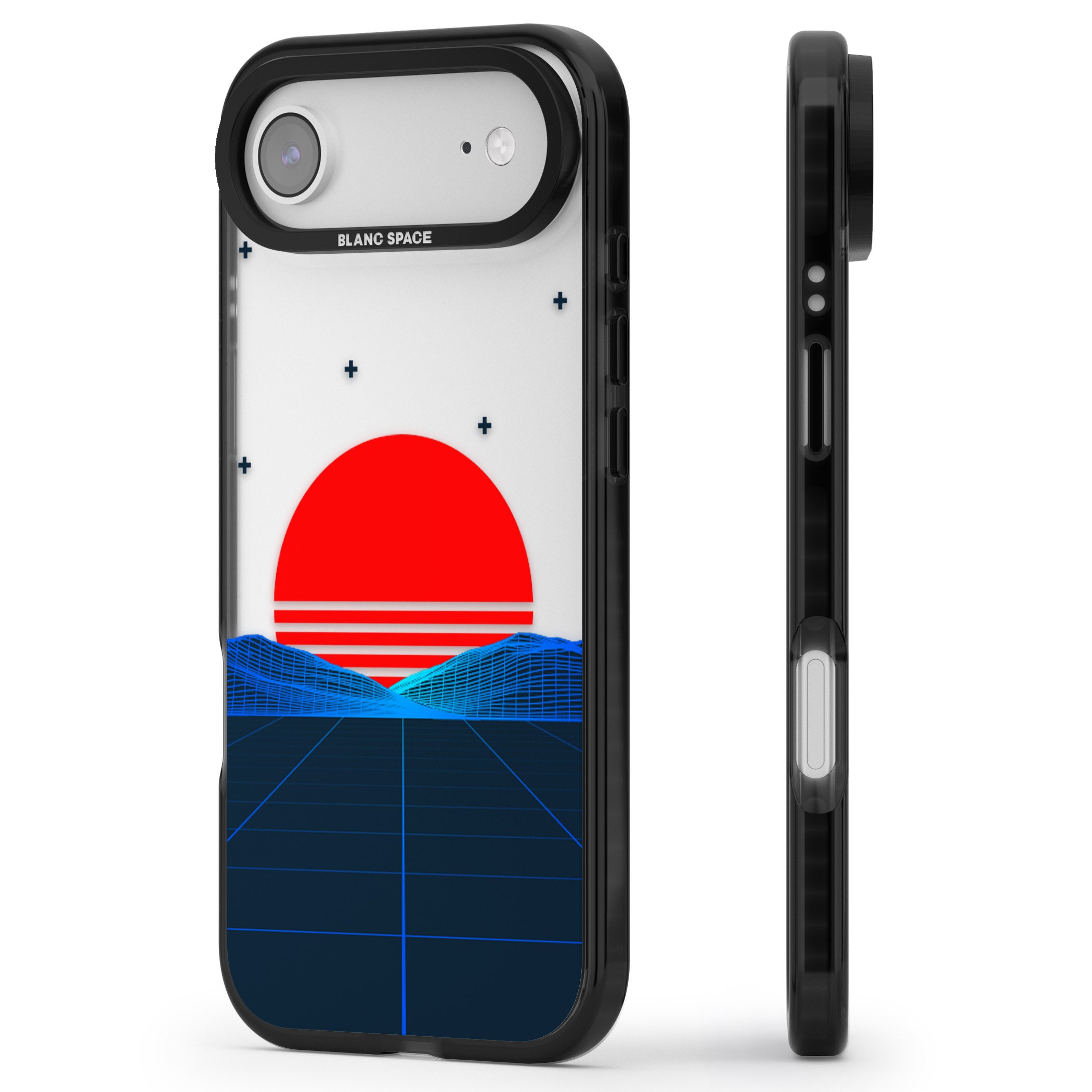Japanese Sunset Vaporwave iPhone 17 Air Impact Black Phone Case Side Profile
