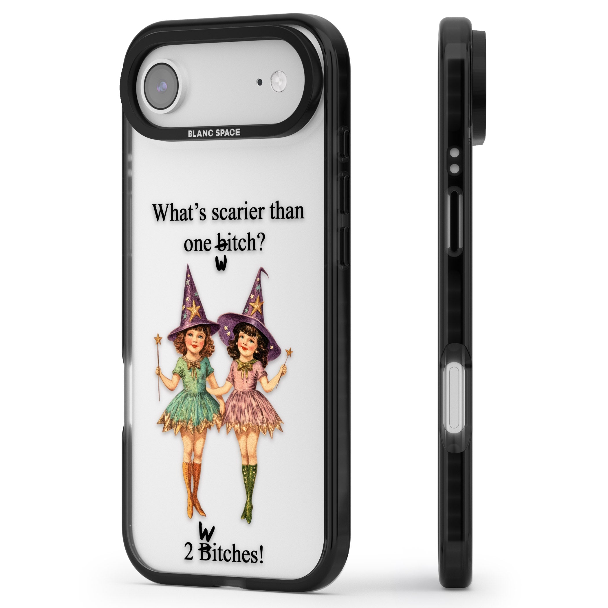 Two Witches iPhone 17 Air Impact Black Phone Case Side Profile