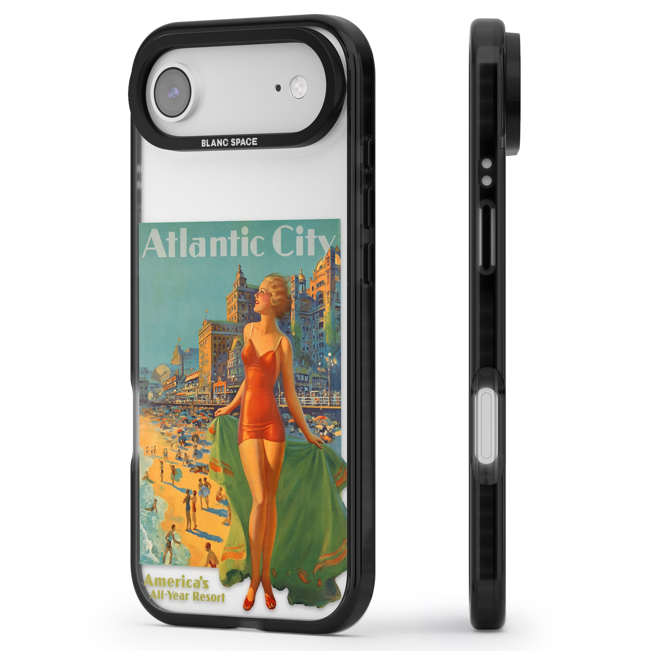 Atlantic City Vacation Poster iPhone 17 Air Impact Black Phone Case Side Profile