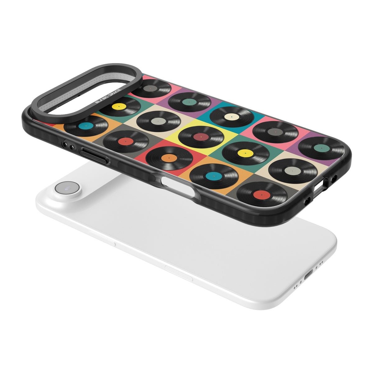 Vinyl Records iPhone Air Impact Black Phone Case angled