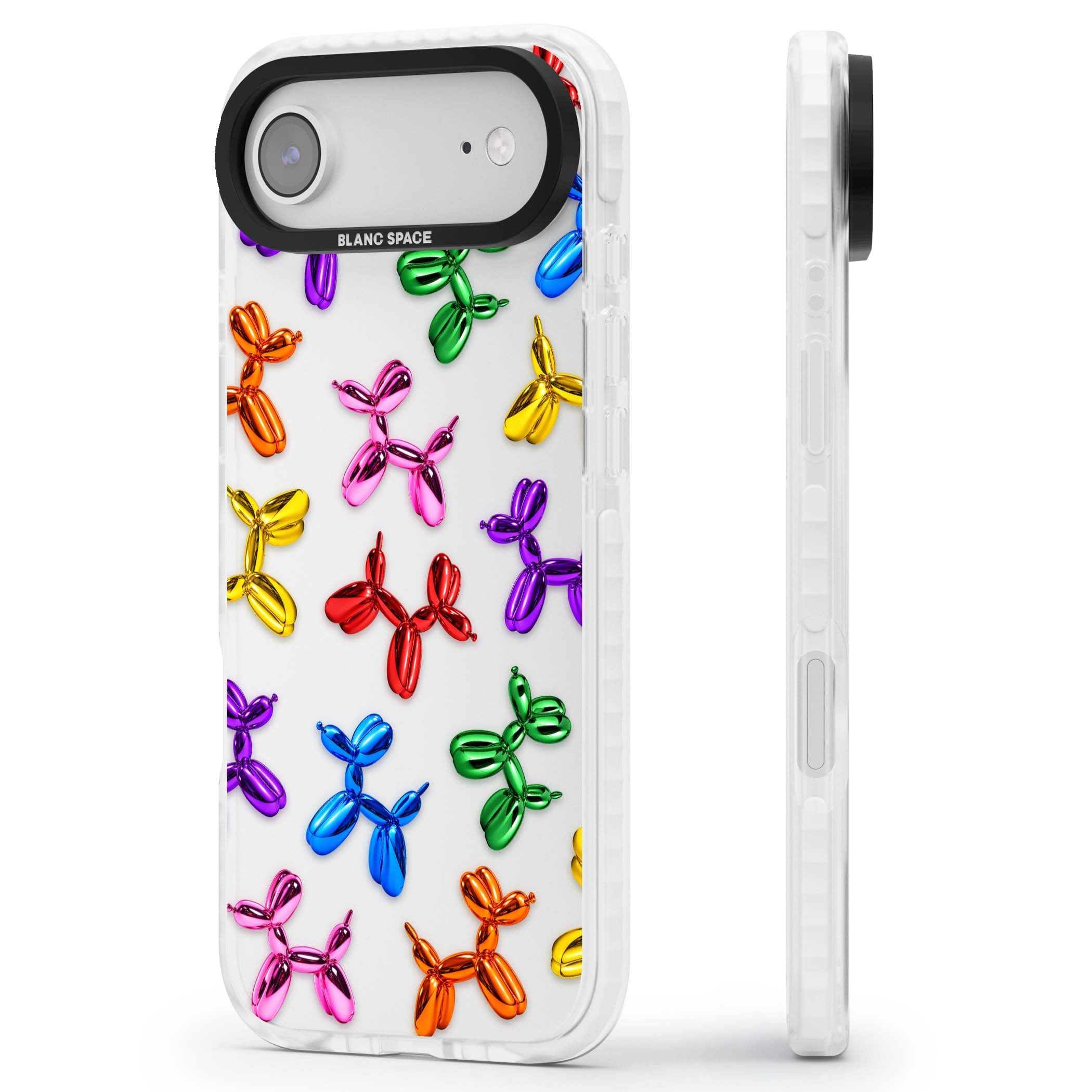 Balloon Dogs pop art iPhone case featuring rainbow chrome balloon dogs in Jeff Koons style | Black Impact case for iPhone Air