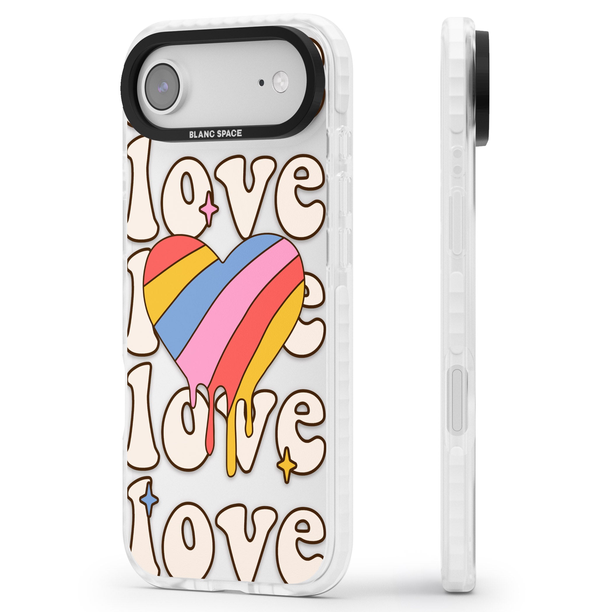 Groovy Love iPhone 17 Air Impact Clear Phone Case Side Profile