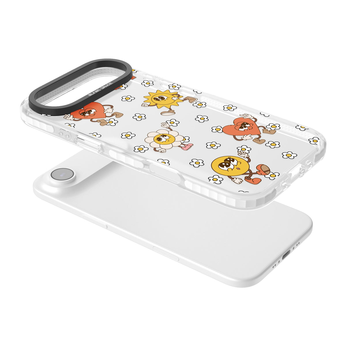 Daisies & Friends iPhone Air Impact Clear Phone Case angled