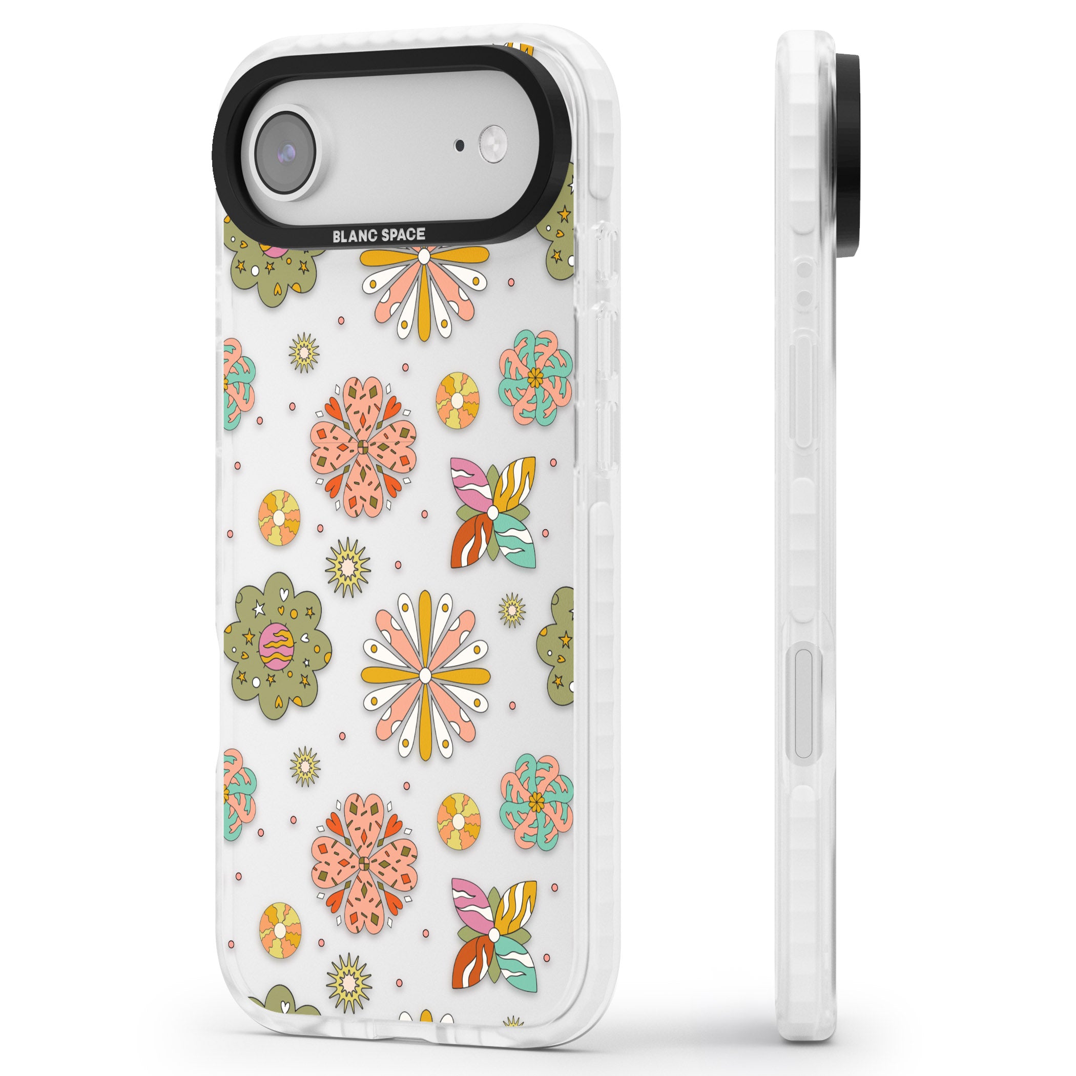 Boho Celestial Psychedelic Floral iPhone 17 Air Impact Clear Phone Case Side Profile