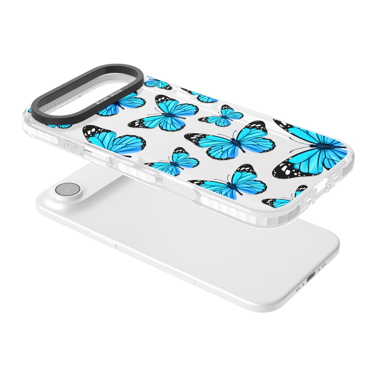 Azure Butterflies iPhone Air Impact Clear Phone Case angled