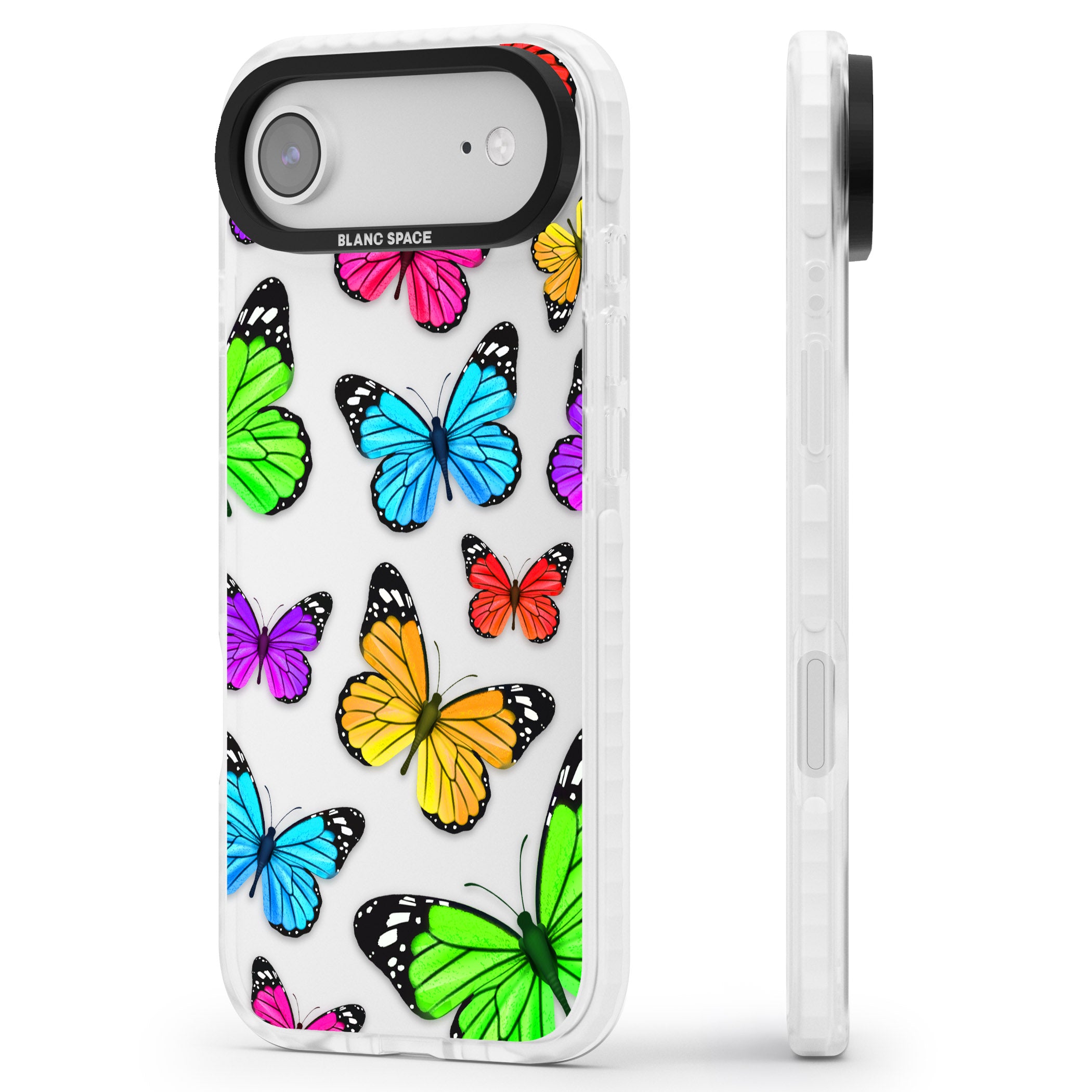 Vibrant Butterflies iPhone 17 Air Impact Clear Phone Case Side Profile