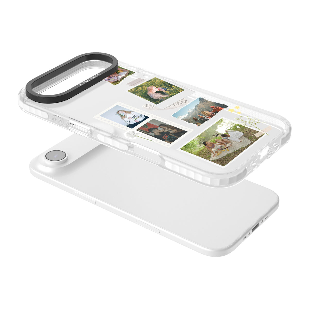 Personalised Scrapbook Instant Photos iPhone Air Impact Clear Phone Case angled