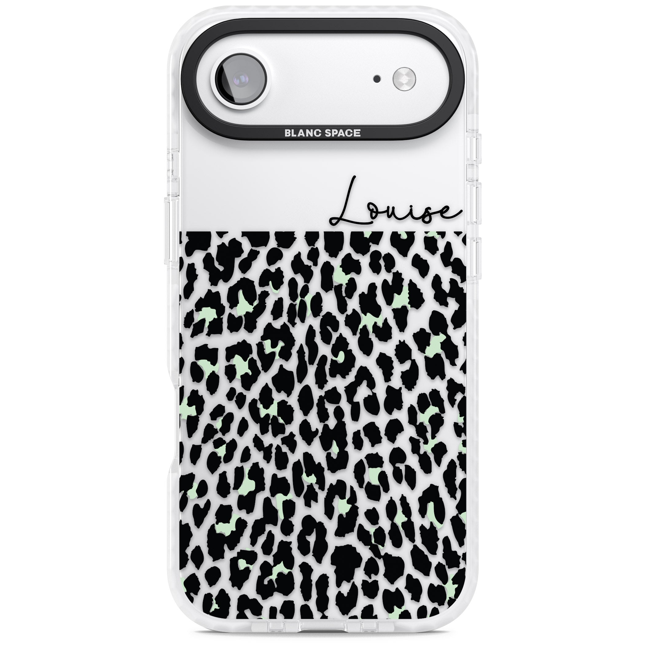 Personalised Seafoam Leopard iPhone 17 Air Impact Clear Phone Case