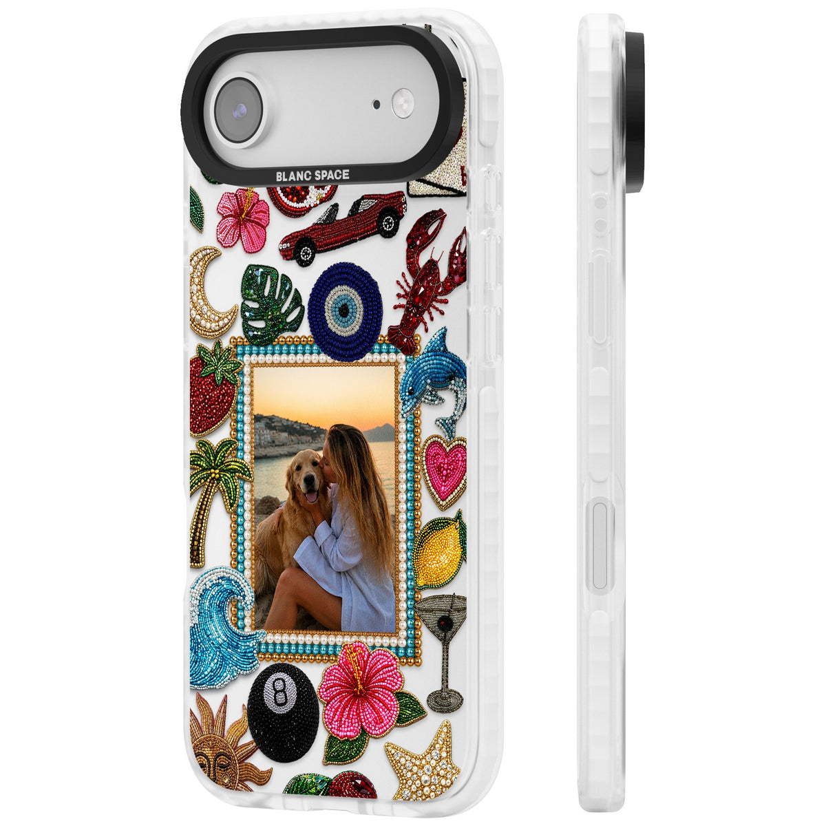 Personalised Beaded Photo iPhone Air Impact Clear Phone Case side