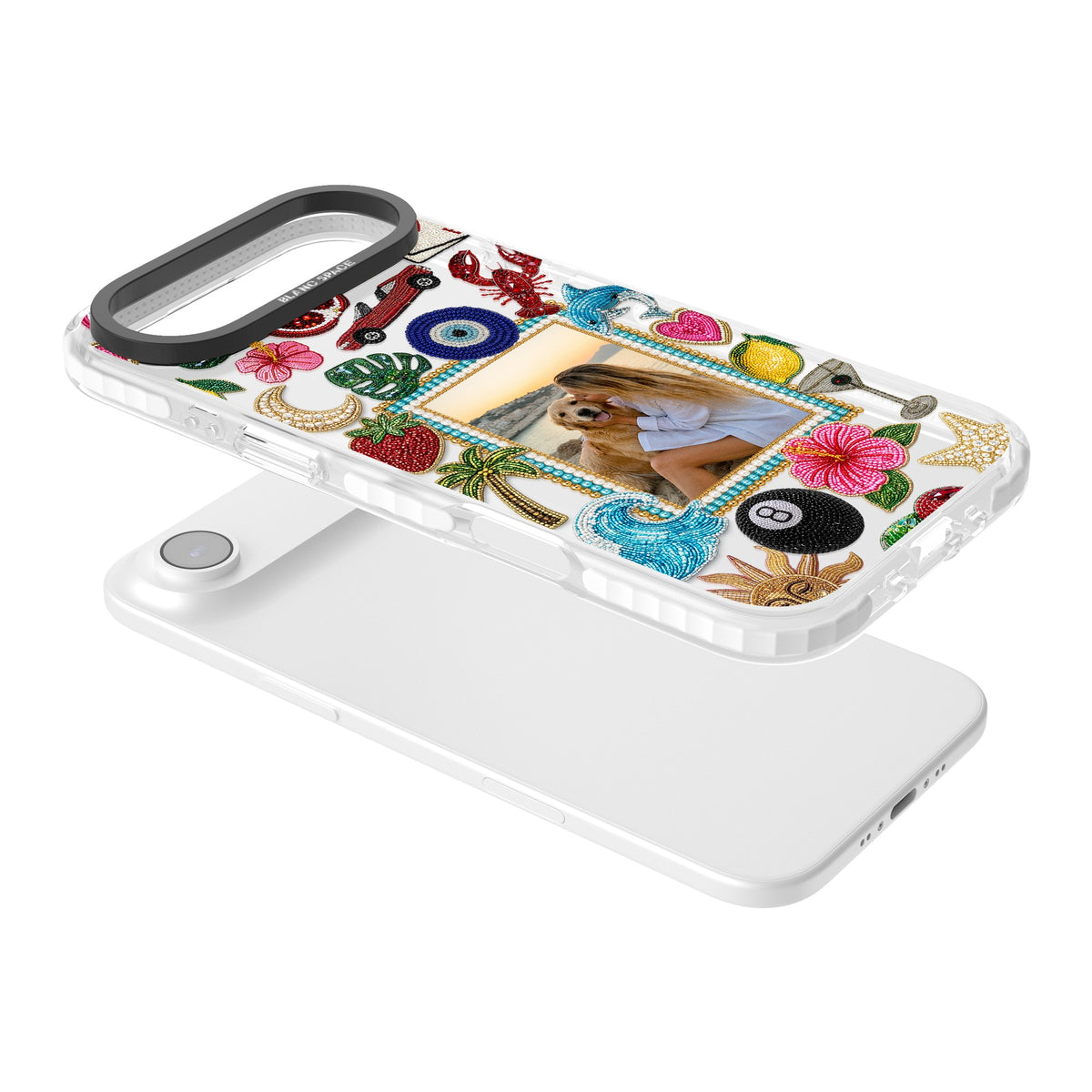 Personalised Beaded Photo iPhone Air Impact Clear Phone Case angled