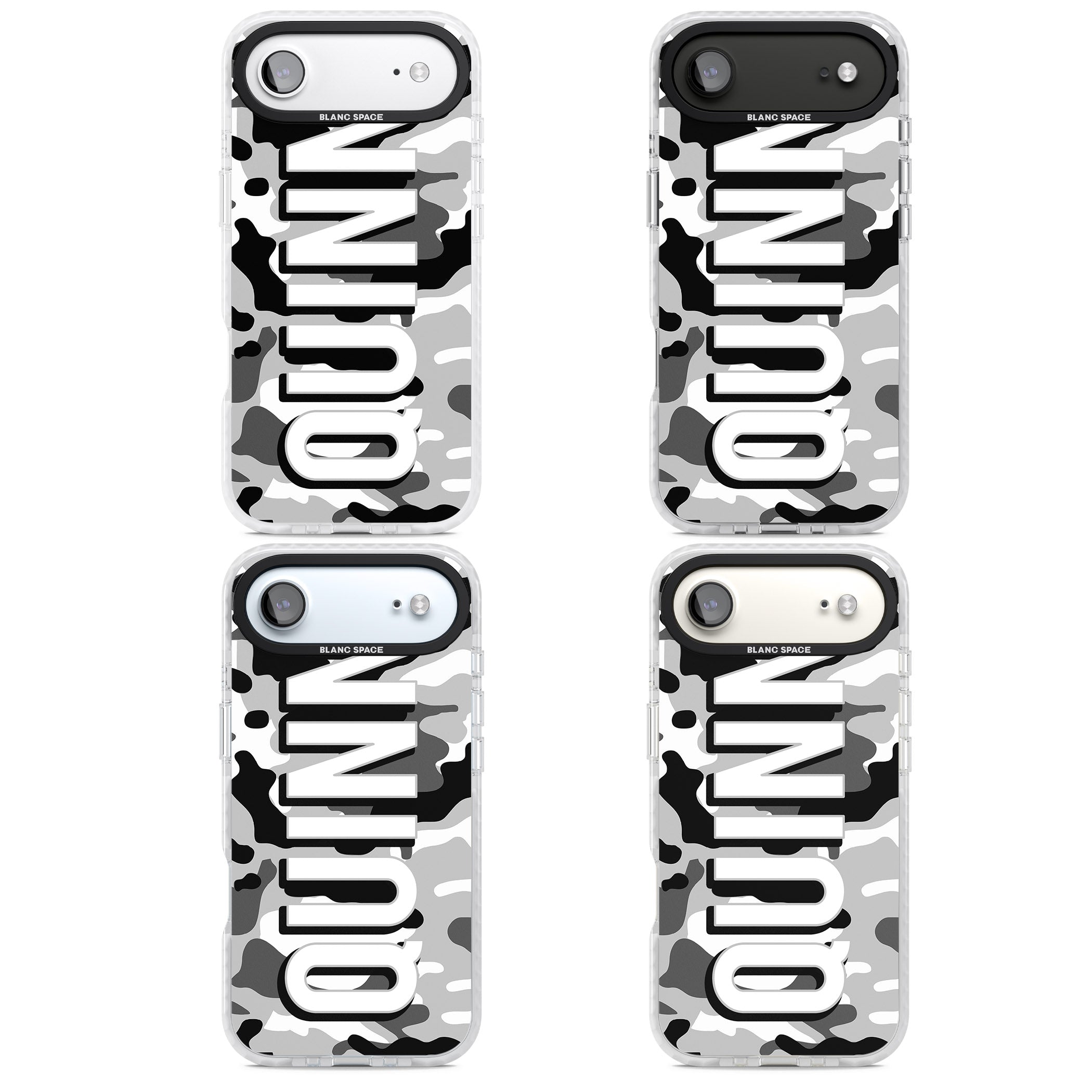 Personalised Greyscale Camo iPhone 17 Air Impact Clear Phone Case APT Impact Protection