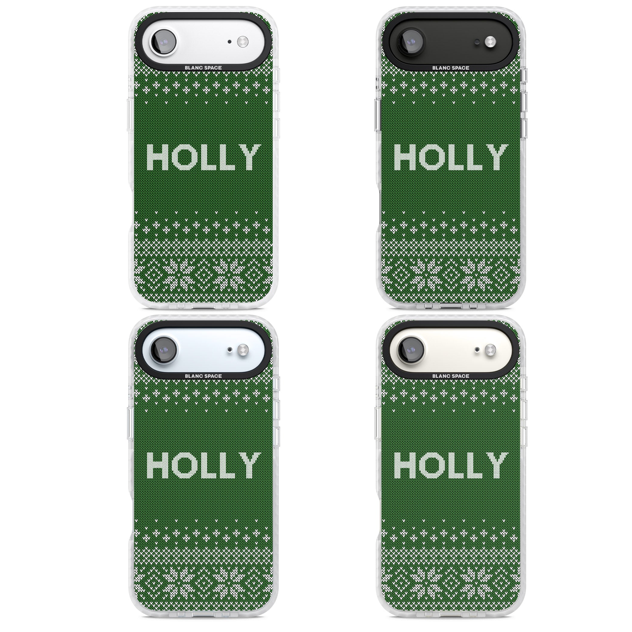 Personalised Green Christmas Knit iPhone 17 Air Impact Clear Phone Case APT Impact Protection