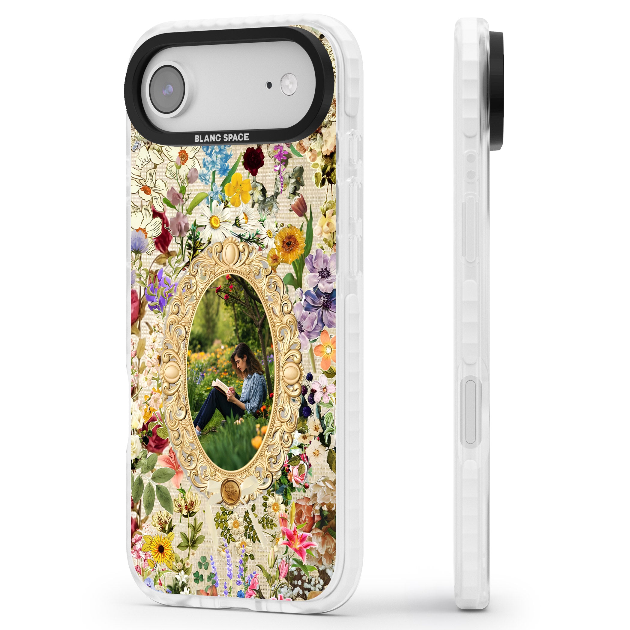 Personalised Vintage Wildflower Frame iPhone 17 Air Impact Clear Phone Case Side Profile