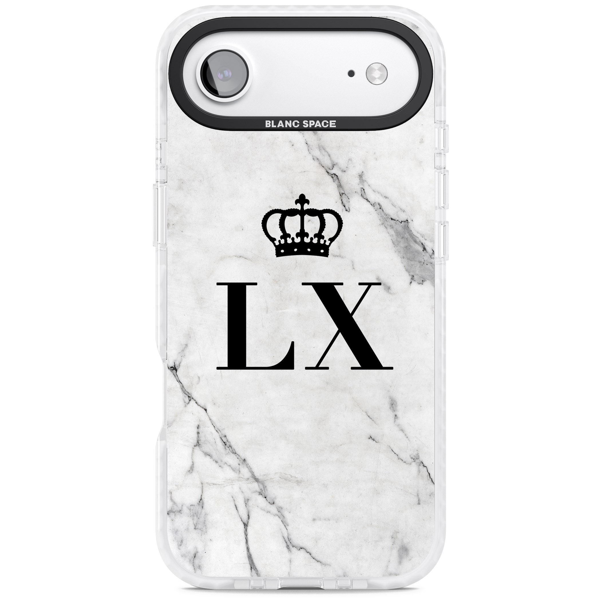 Personalised Initial Crown Marble iPhone 17 Air Impact Clear Phone Case