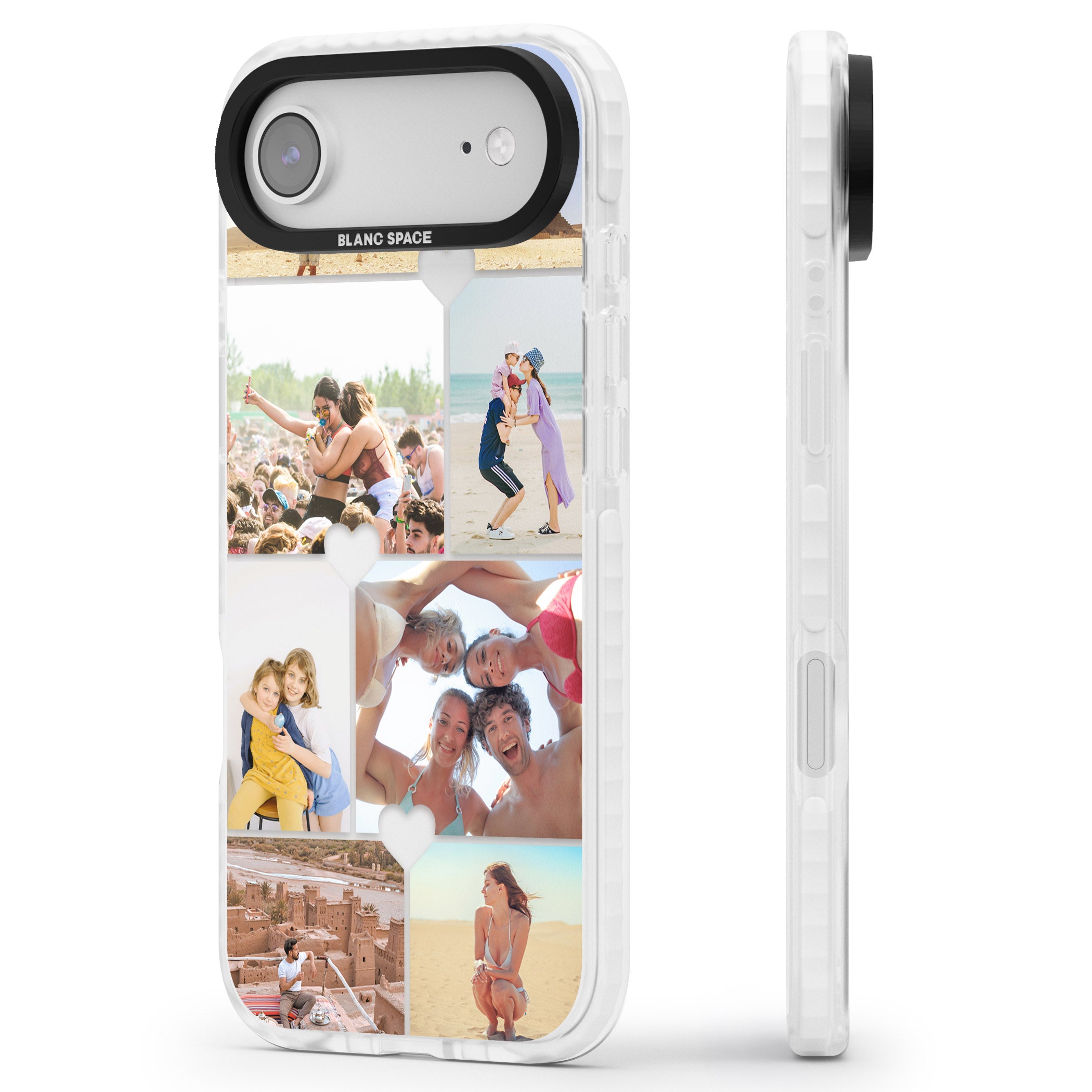 Personalised Heart Photo Grid iPhone 17 Air Impact Clear Phone Case Side Profile