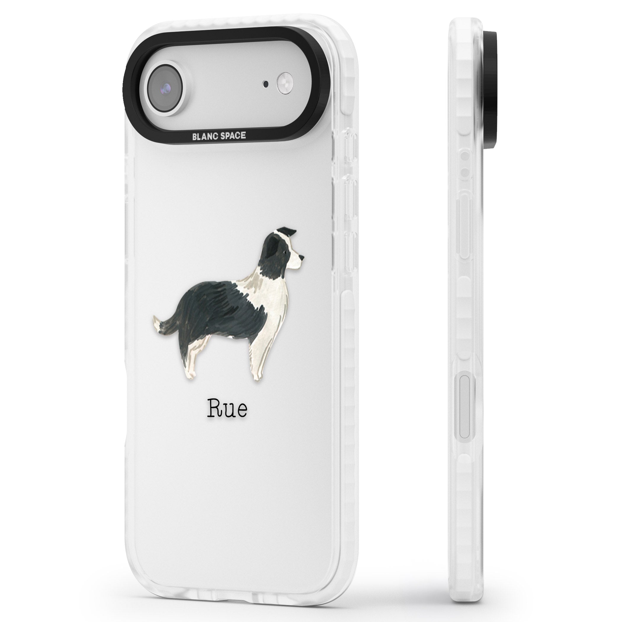 Personalised Border Collie iPhone 17 Air Impact Clear Phone Case Side Profile
