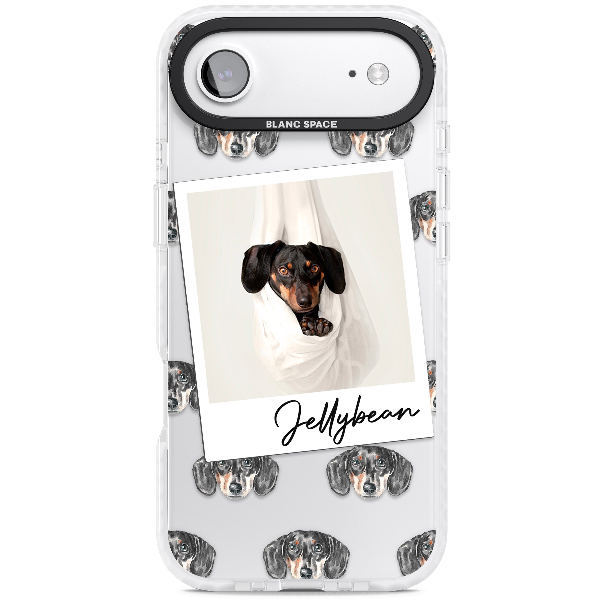 Personalised Black Dachshund Instant Camera Photo iPhone 17 Air Impact Clear Phone Case