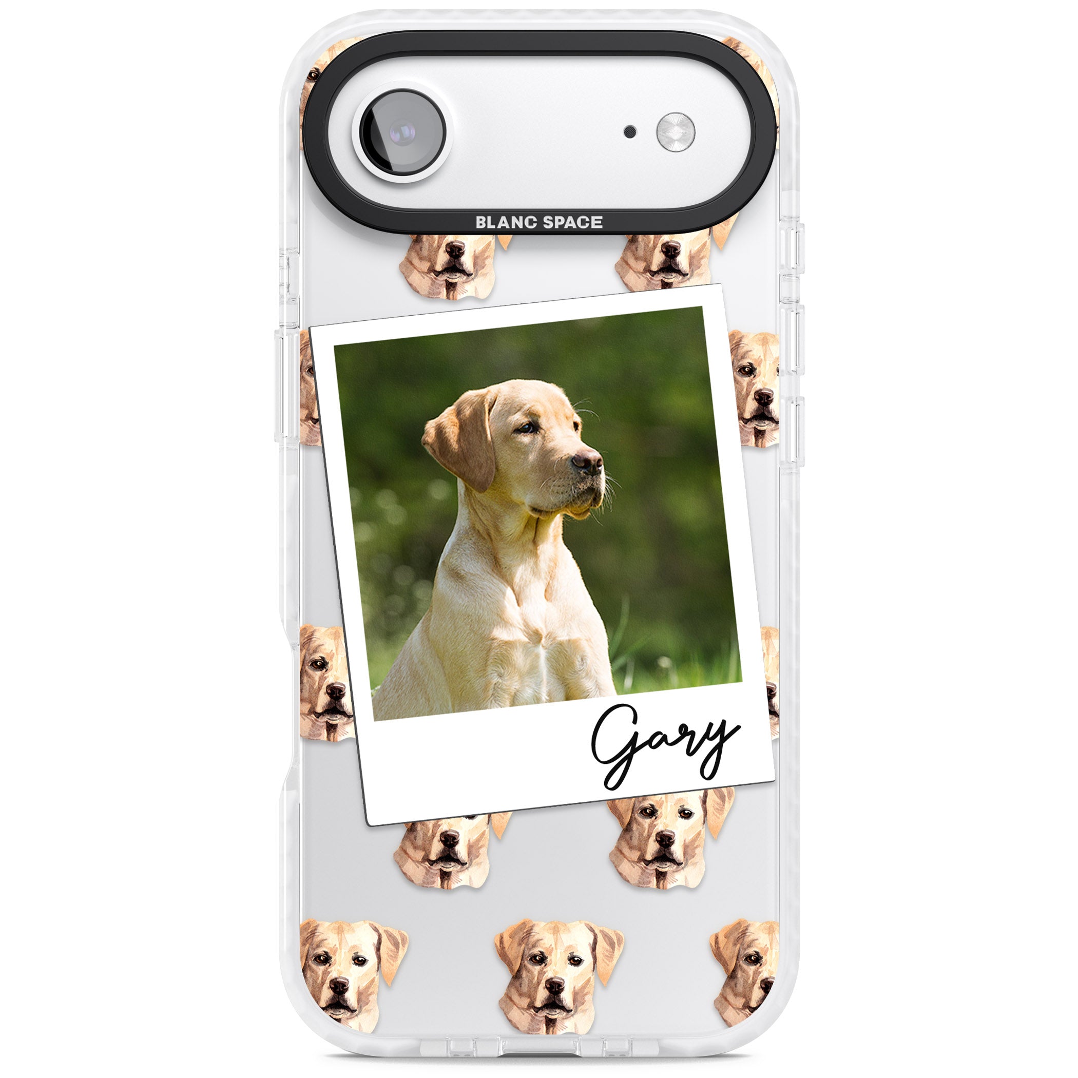 Personalised Tan Black Labrador Instant Camera Photo iPhone 17 Air Impact Clear Phone Case