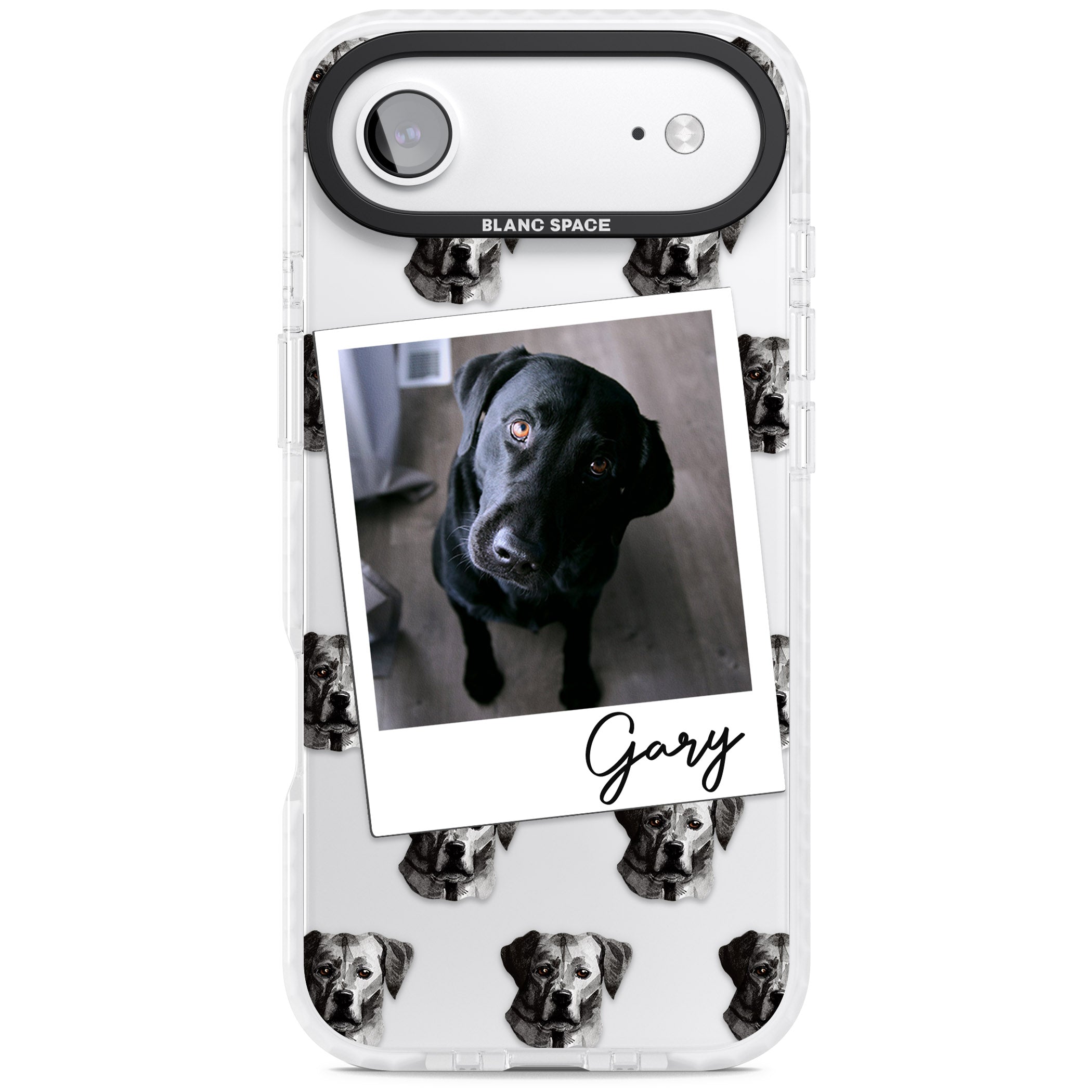 Personalised Black Labrador Instant Camera Photo iPhone 17 Air Impact Clear Phone Case