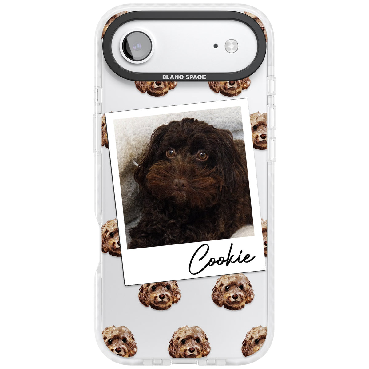 Personalised Brown Cockapoo Instant Camera Photo iPhone Air Impact Clear Phone Case front