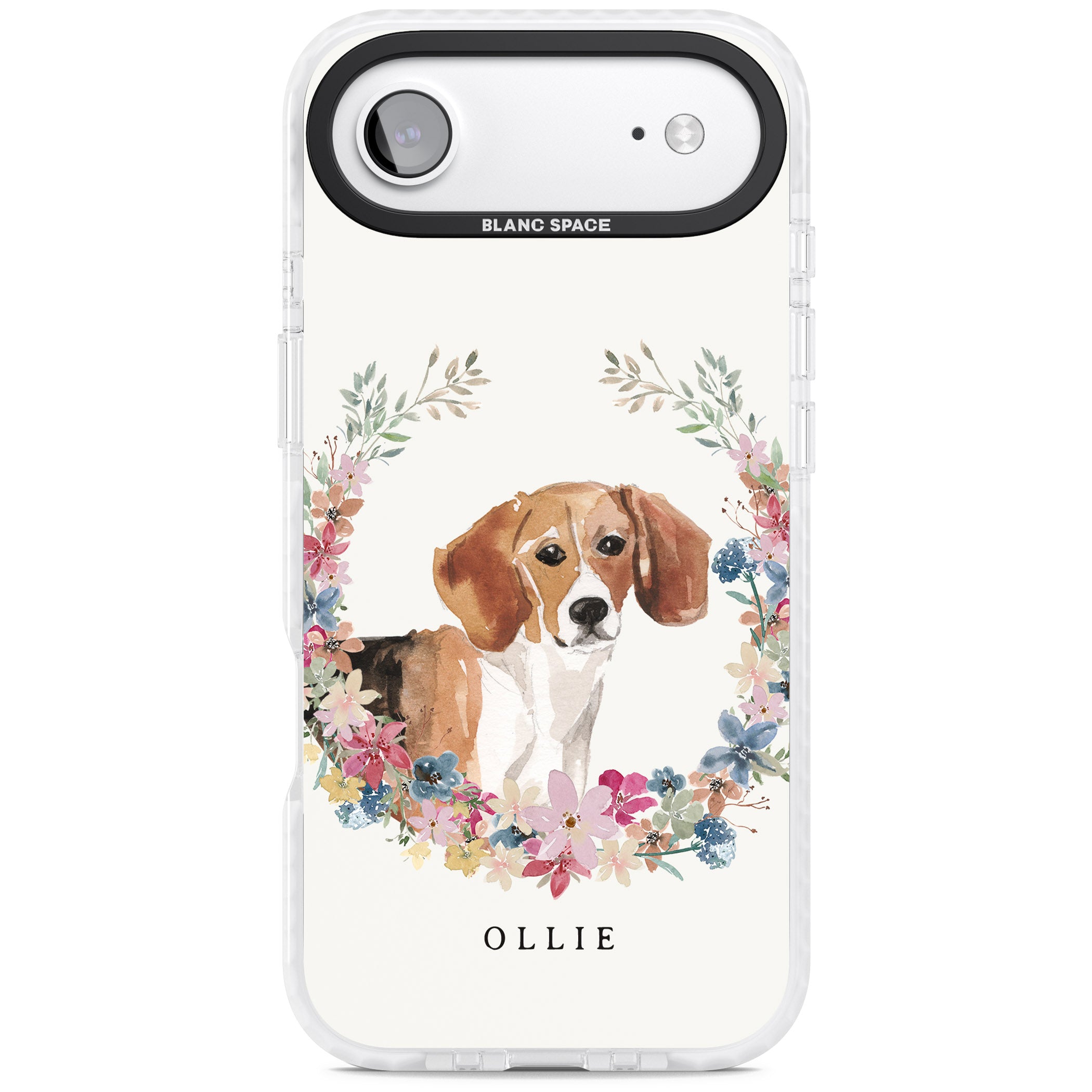 Personalised Beagle Floral Portrait iPhone 17 Air Impact Clear Phone Case
