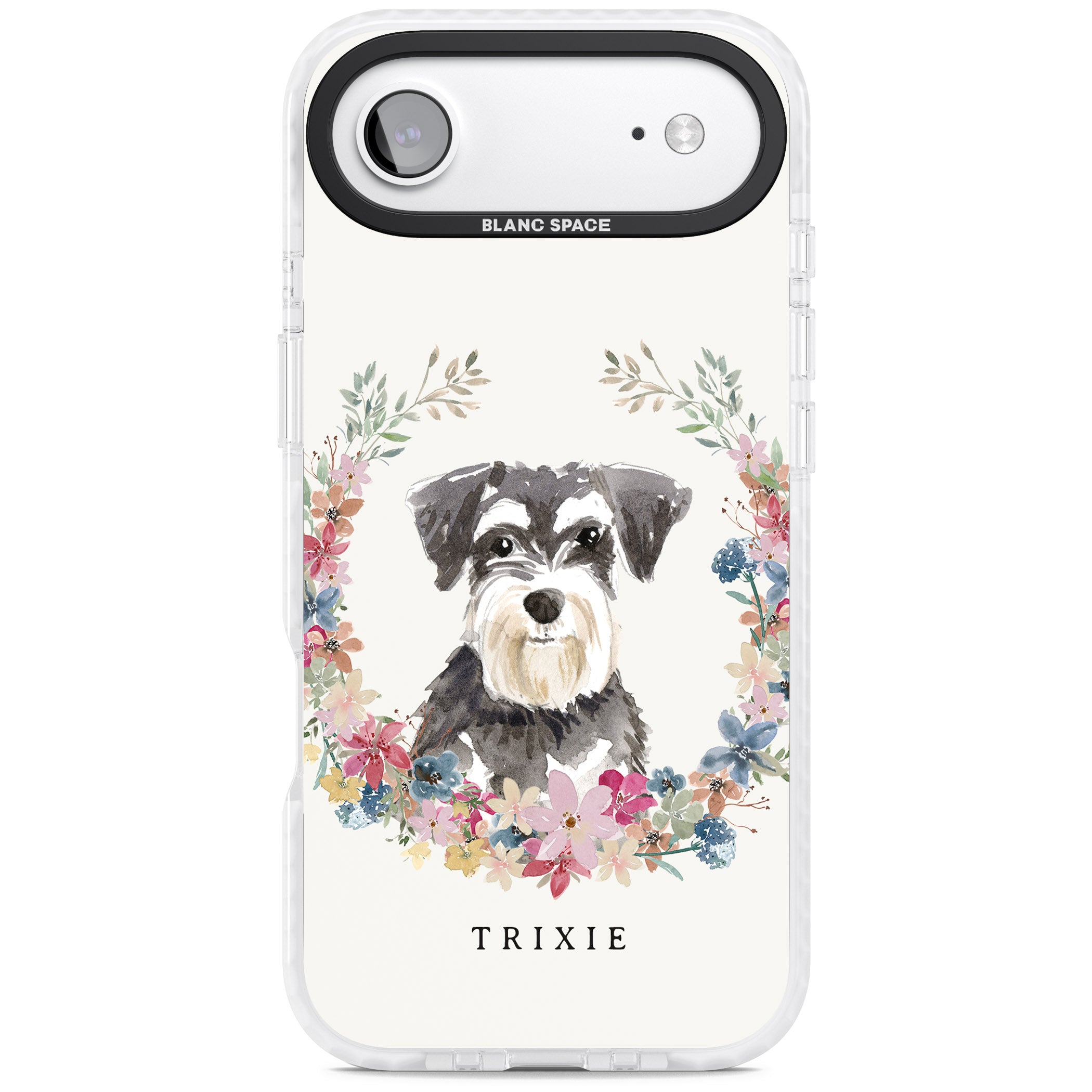 Personalised Watercolor Schnauzer Floral Portrait iPhone 17 Air Impact Clear Phone Case