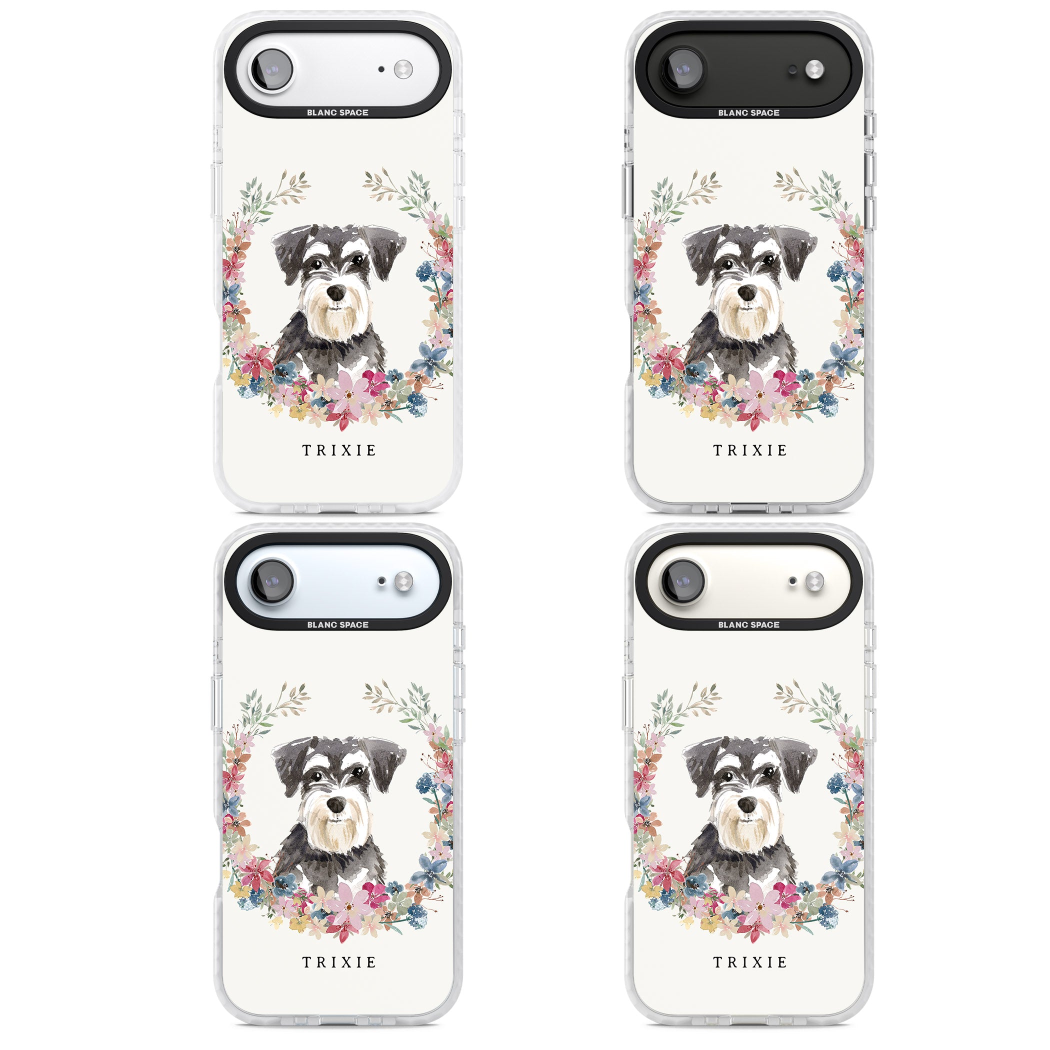 Personalised Watercolor Schnauzer Floral Portrait iPhone 17 Air Impact Clear Phone Case APT Impact Protection