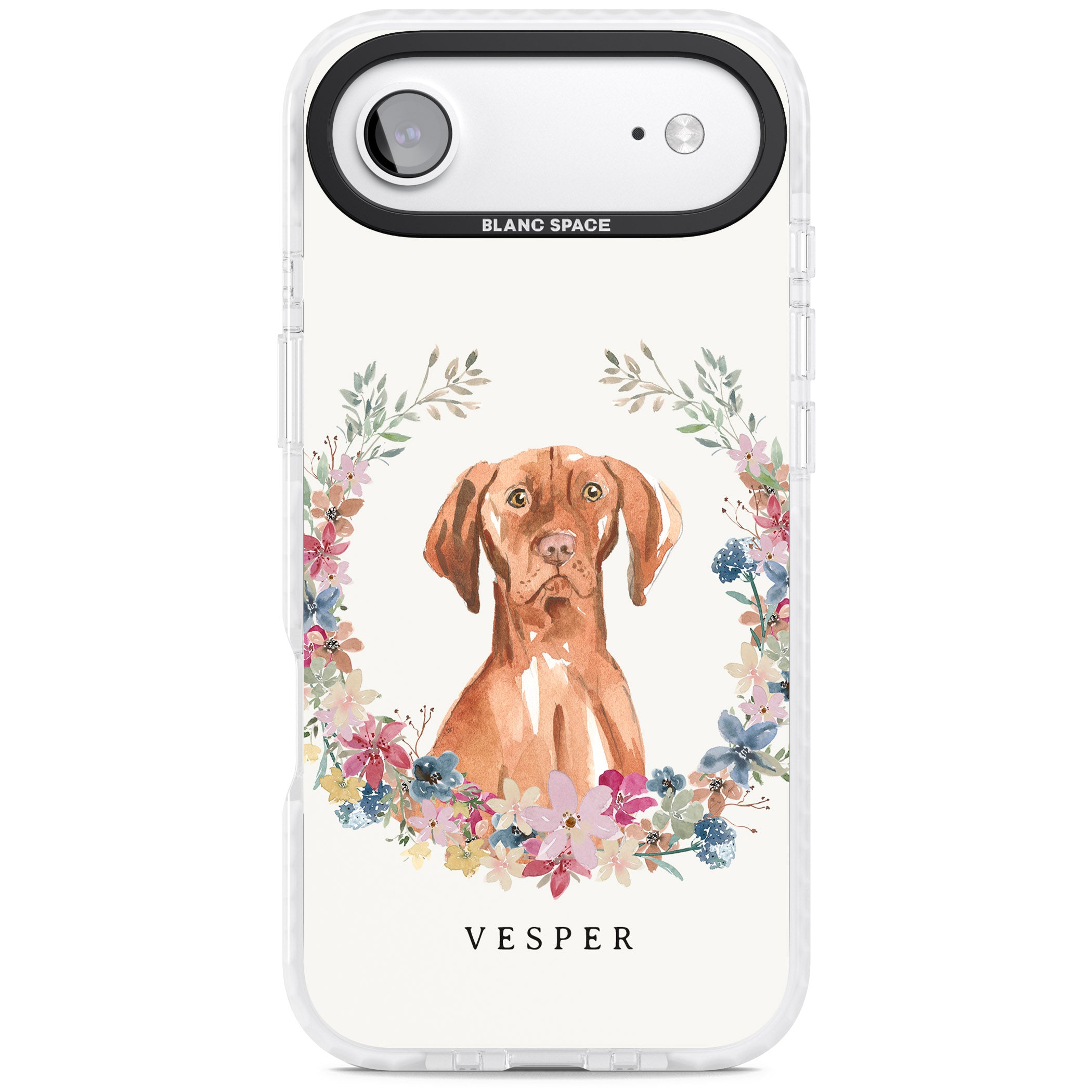 Personalised Hungarian Vizsla Floral Portrait iPhone 17 Air Impact Clear Phone Case