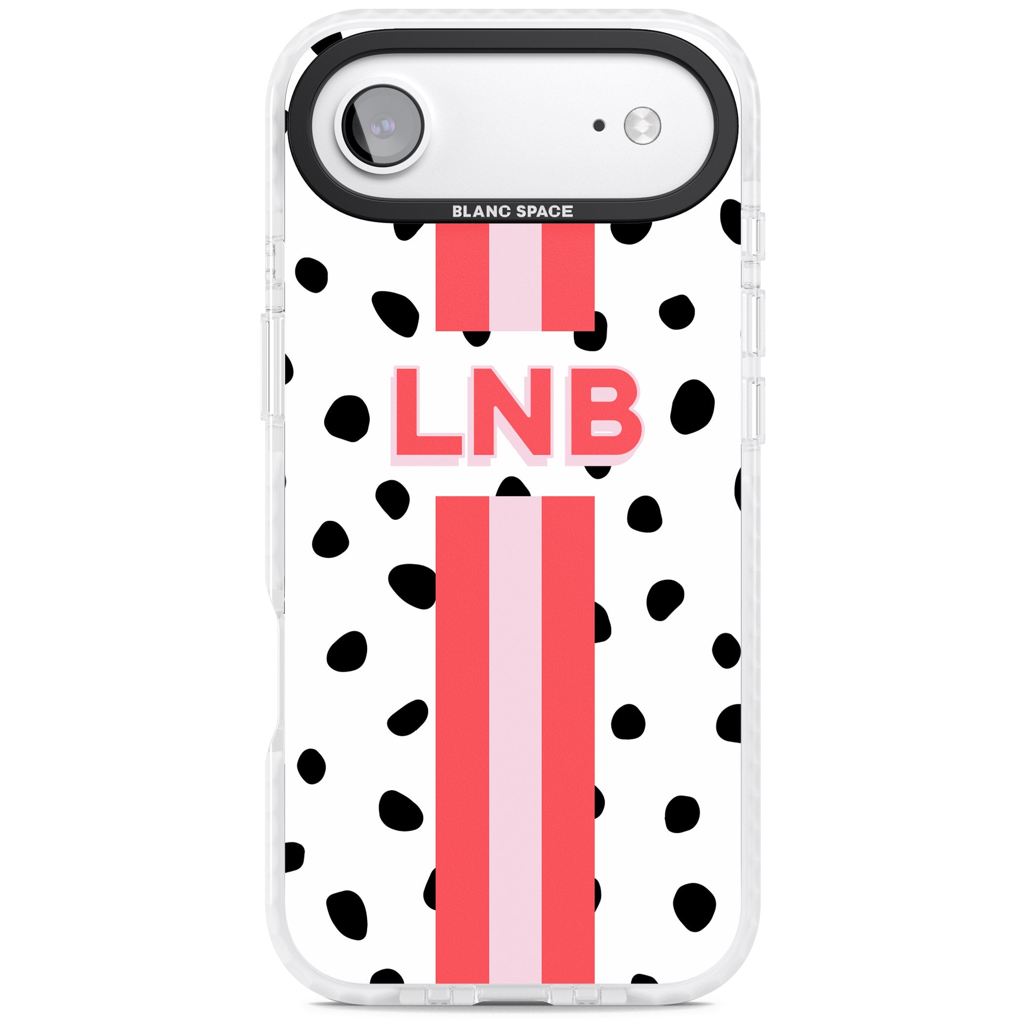 Personalised Polka & Pink Stripe iPhone 17 Air Impact Clear Phone Case