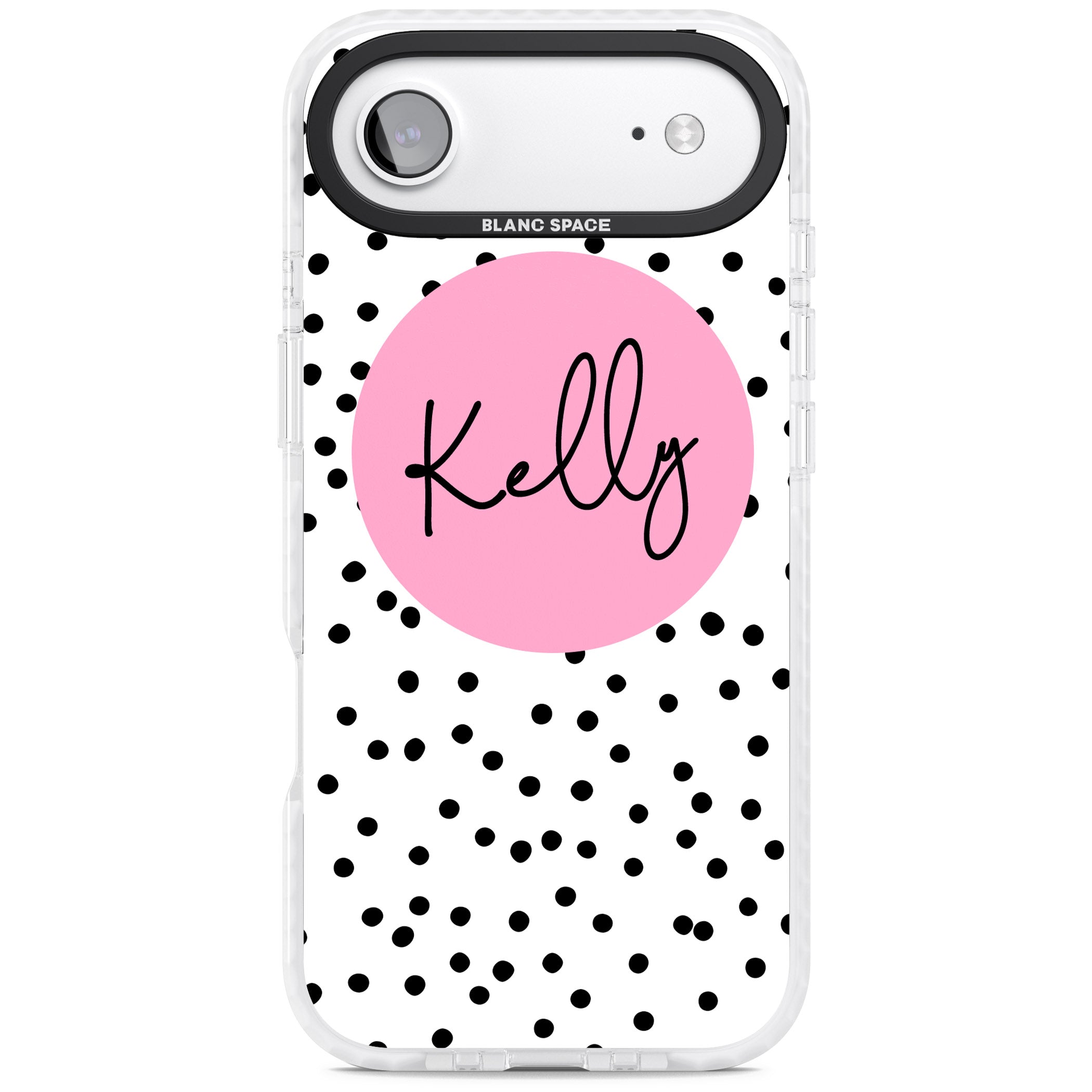 Personalised Pink Circle & Dots iPhone 17 Air Impact Clear Phone Case