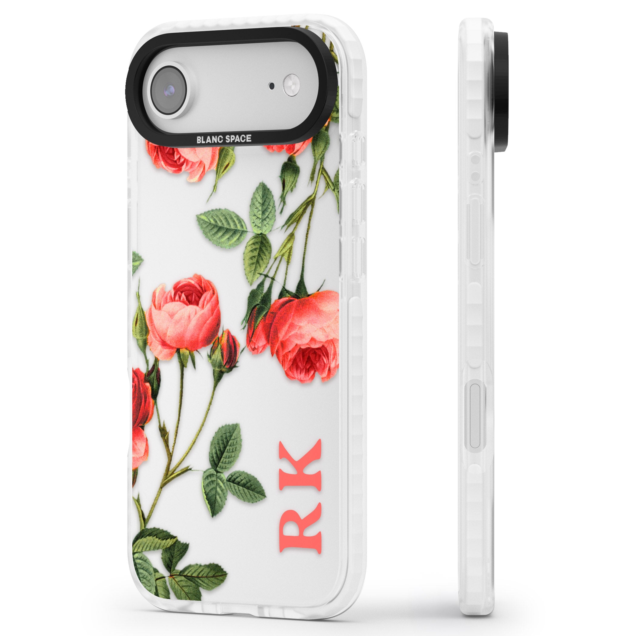 Personalised Vintage Floral Rose iPhone 17 Air Impact Clear Phone Case Side Profile