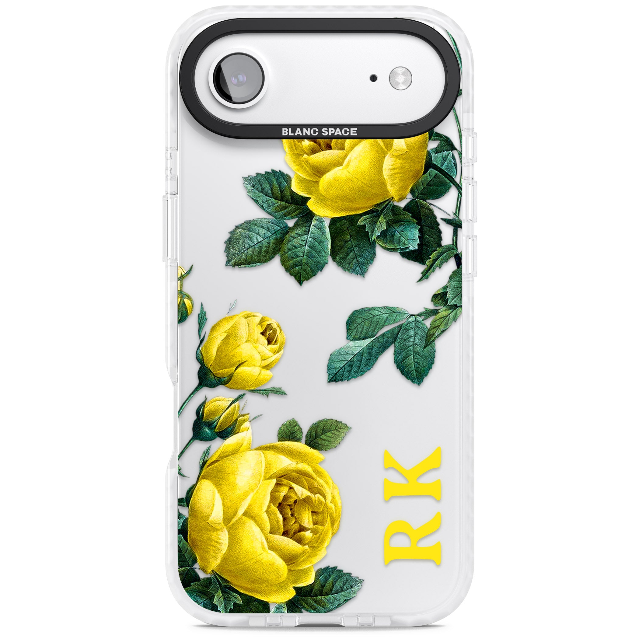 Personalised Vintage Floral Yellow Roses iPhone 17 Air Impact Clear Phone Case