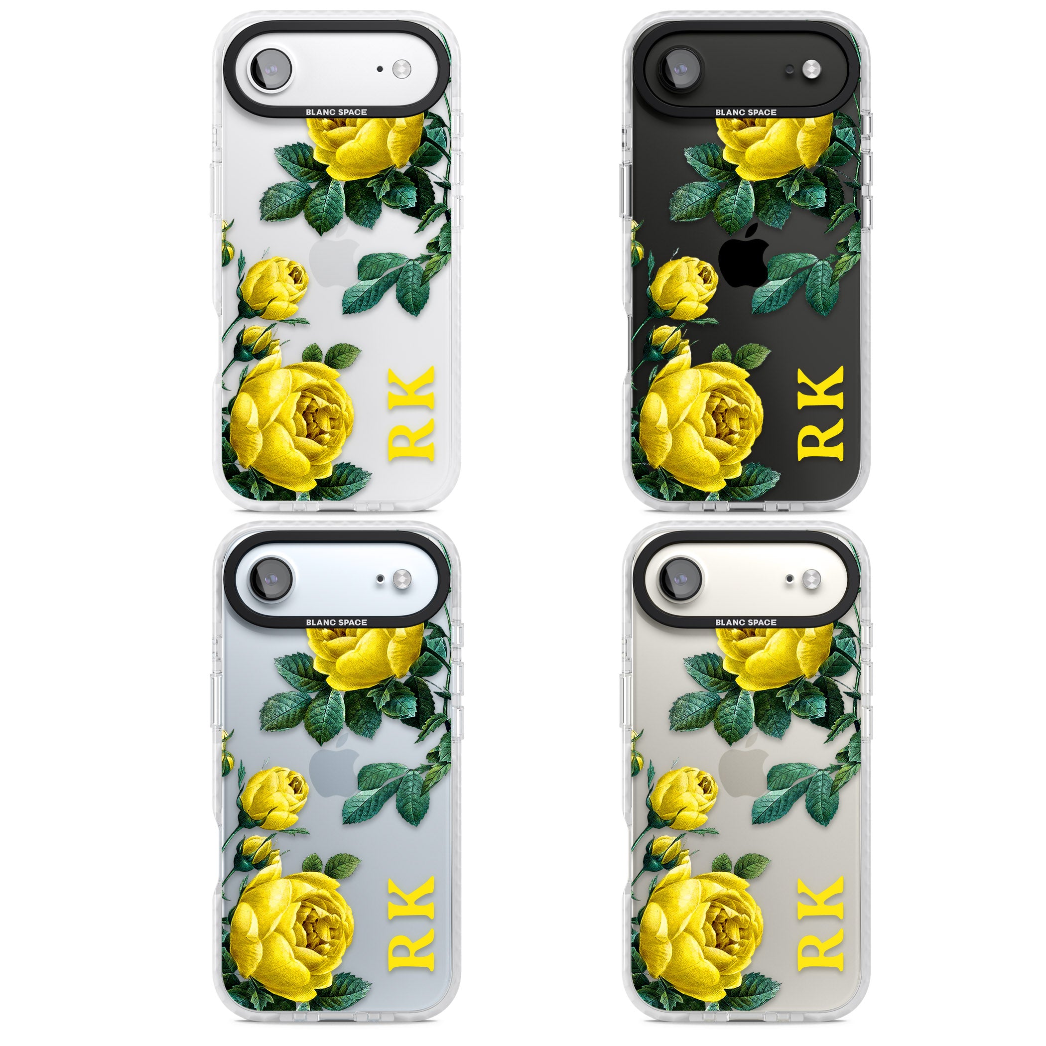 Personalised Vintage Floral Yellow Roses iPhone 17 Air Impact Clear Phone Case APT Impact Protection