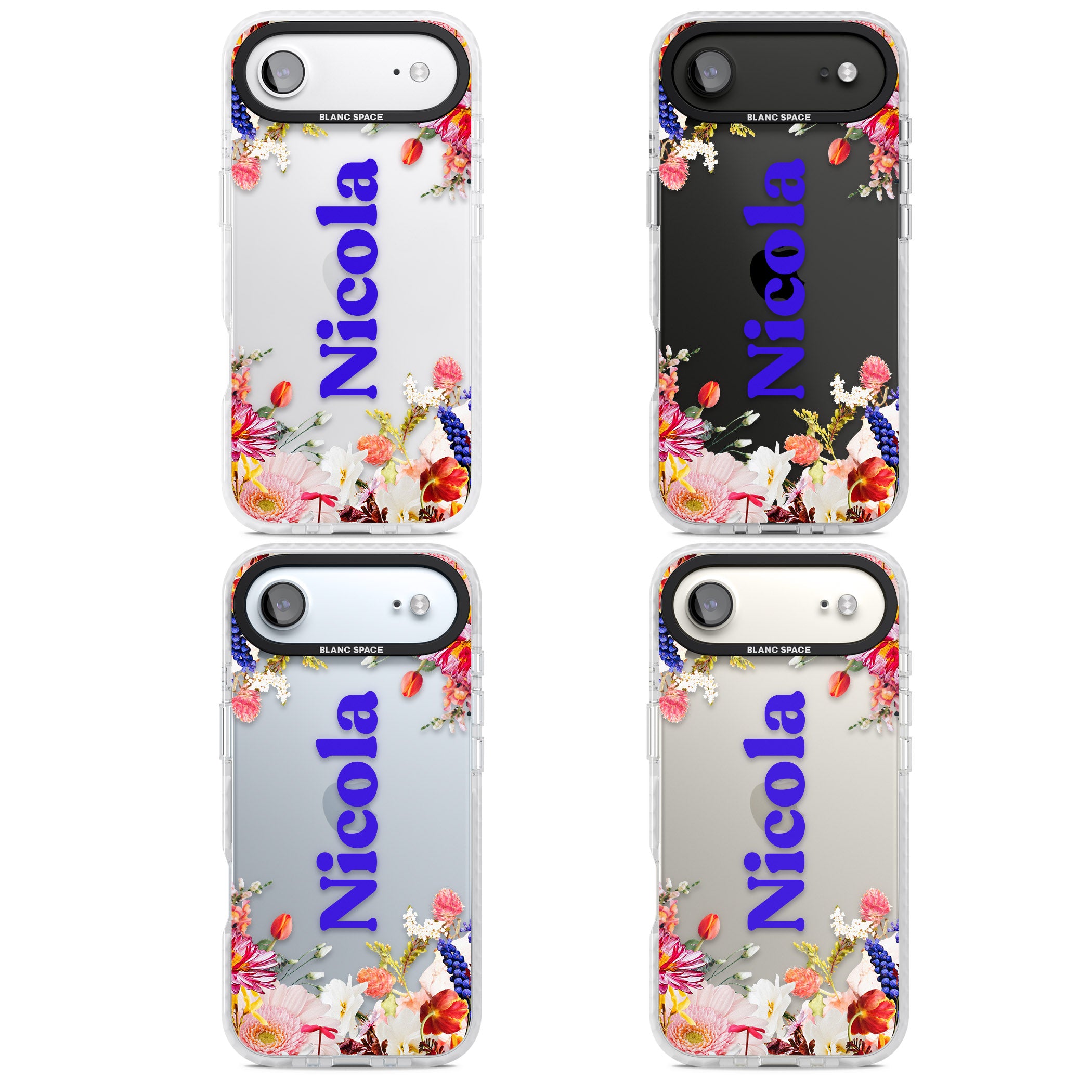 Personalised Floral Name iPhone 17 Air Impact Clear Phone Case APT Impact Protection