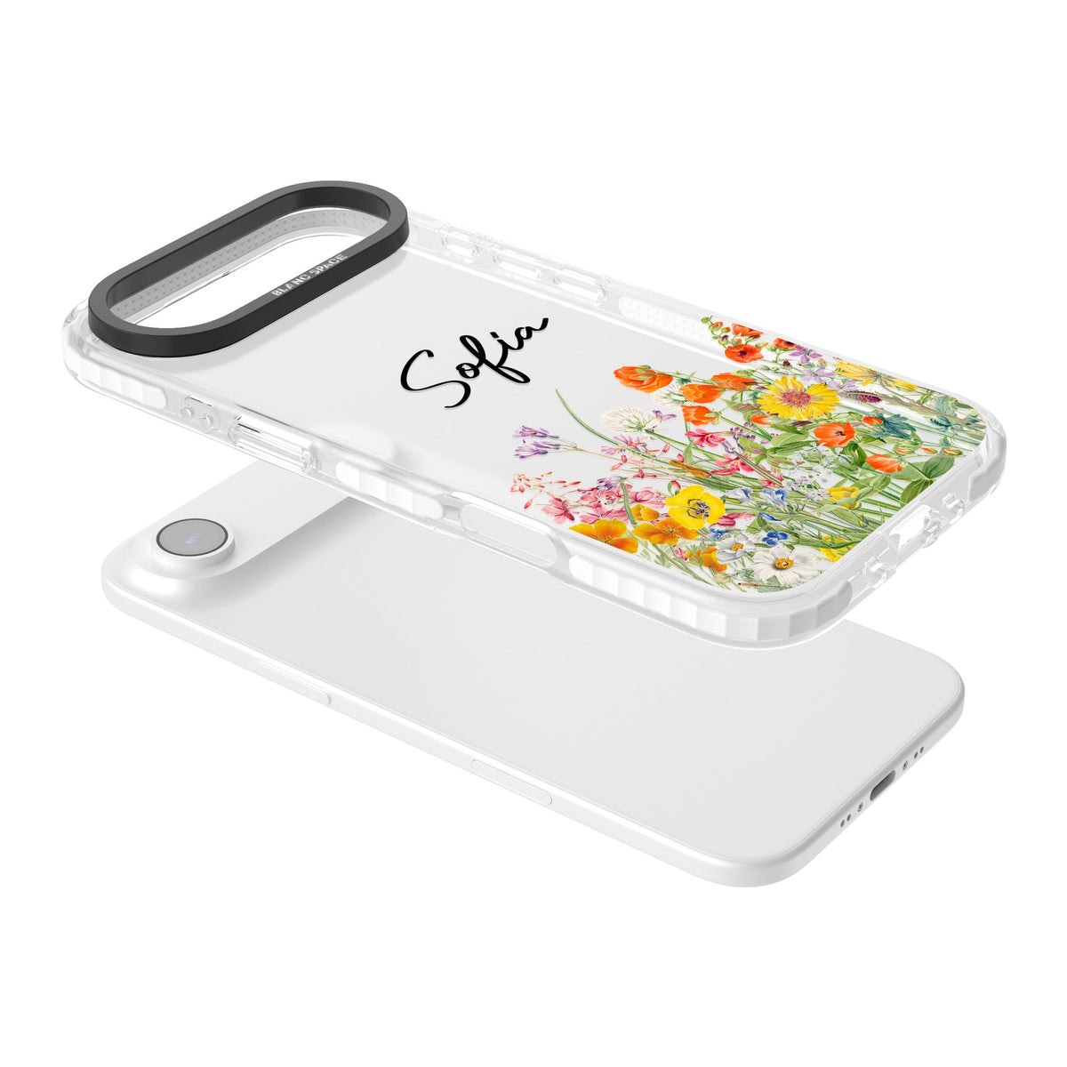 Personalised Summer Wildflowers iPhone Air Impact Clear Phone Case angled