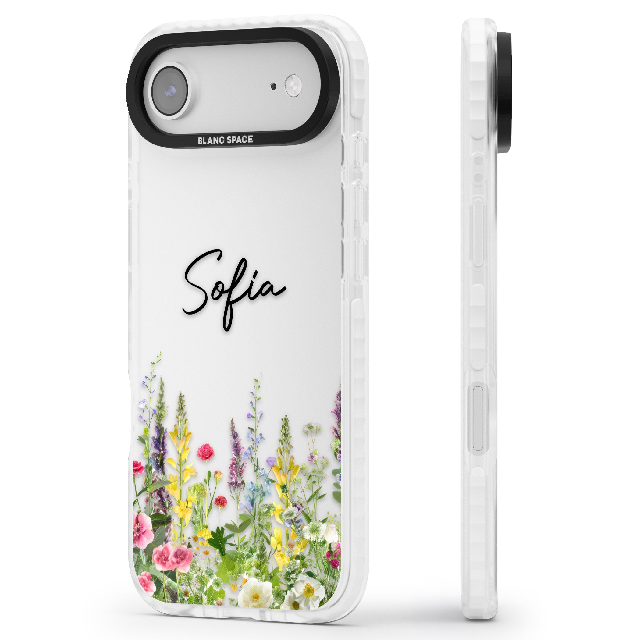 Personalised Garden Wildfowers iPhone 17 Air Impact Clear Phone Case Side Profile