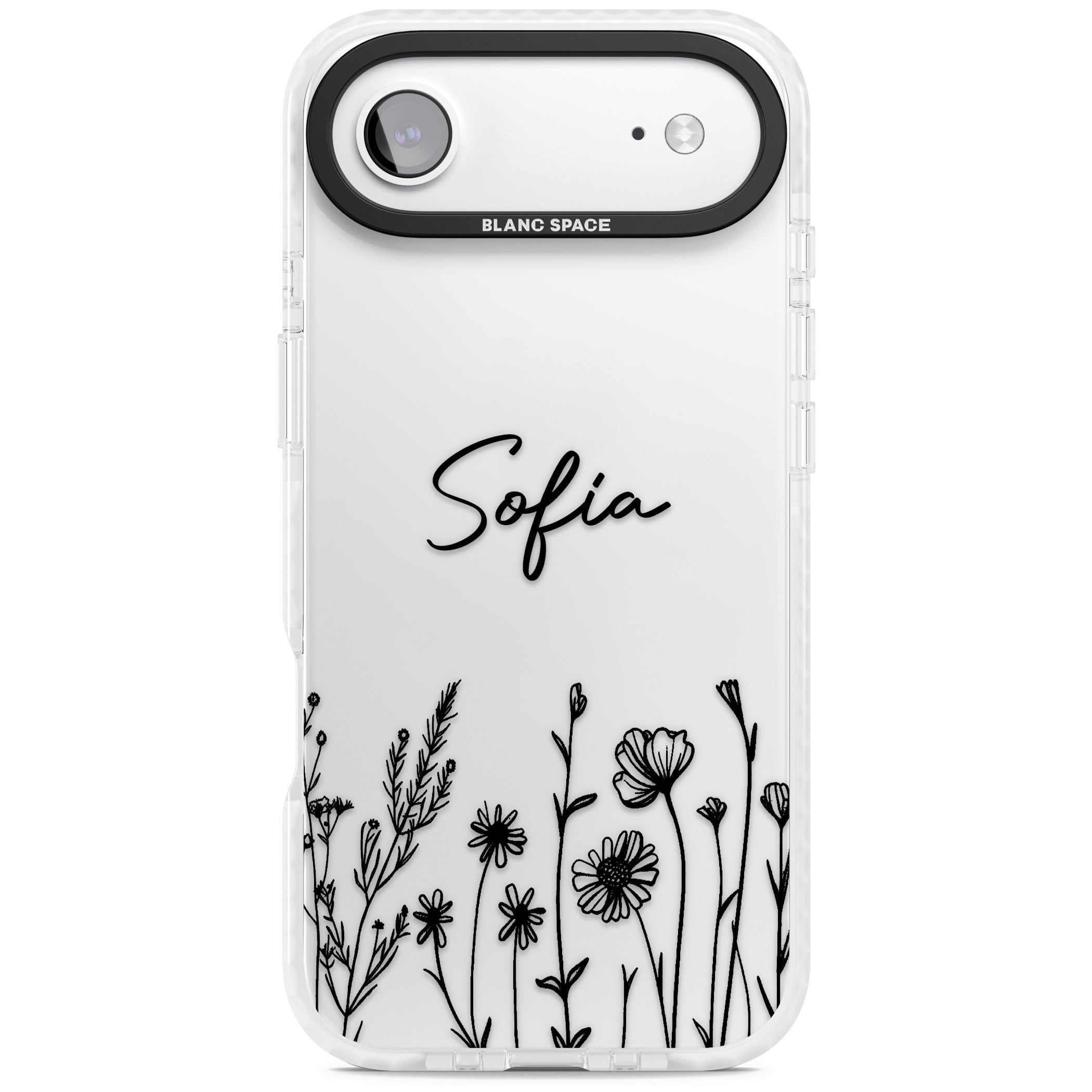 Personalised Black Wildflowers iPhone 17 Air Impact Clear Phone Case