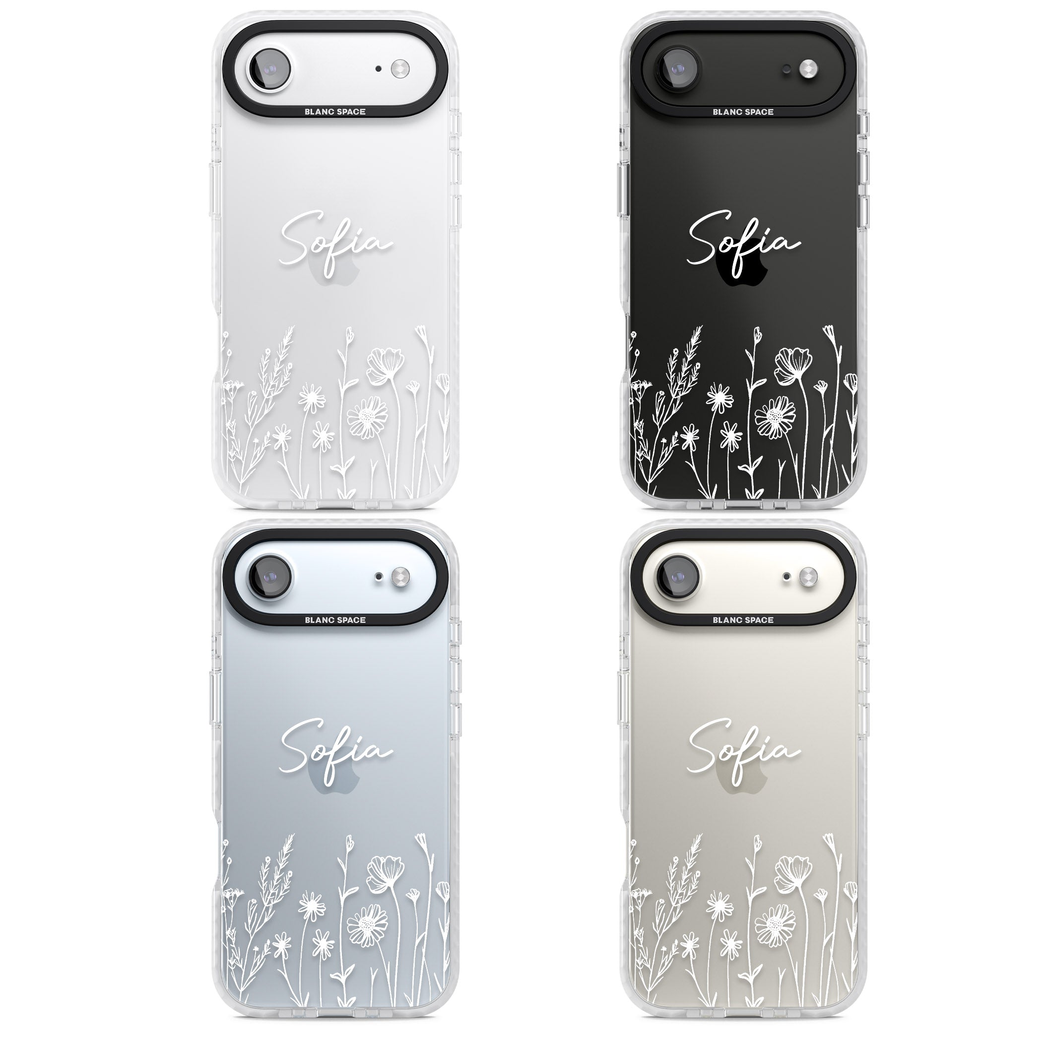 Personalised White Wildflowers iPhone 17 Air Impact Clear Phone Case APT Impact Protection