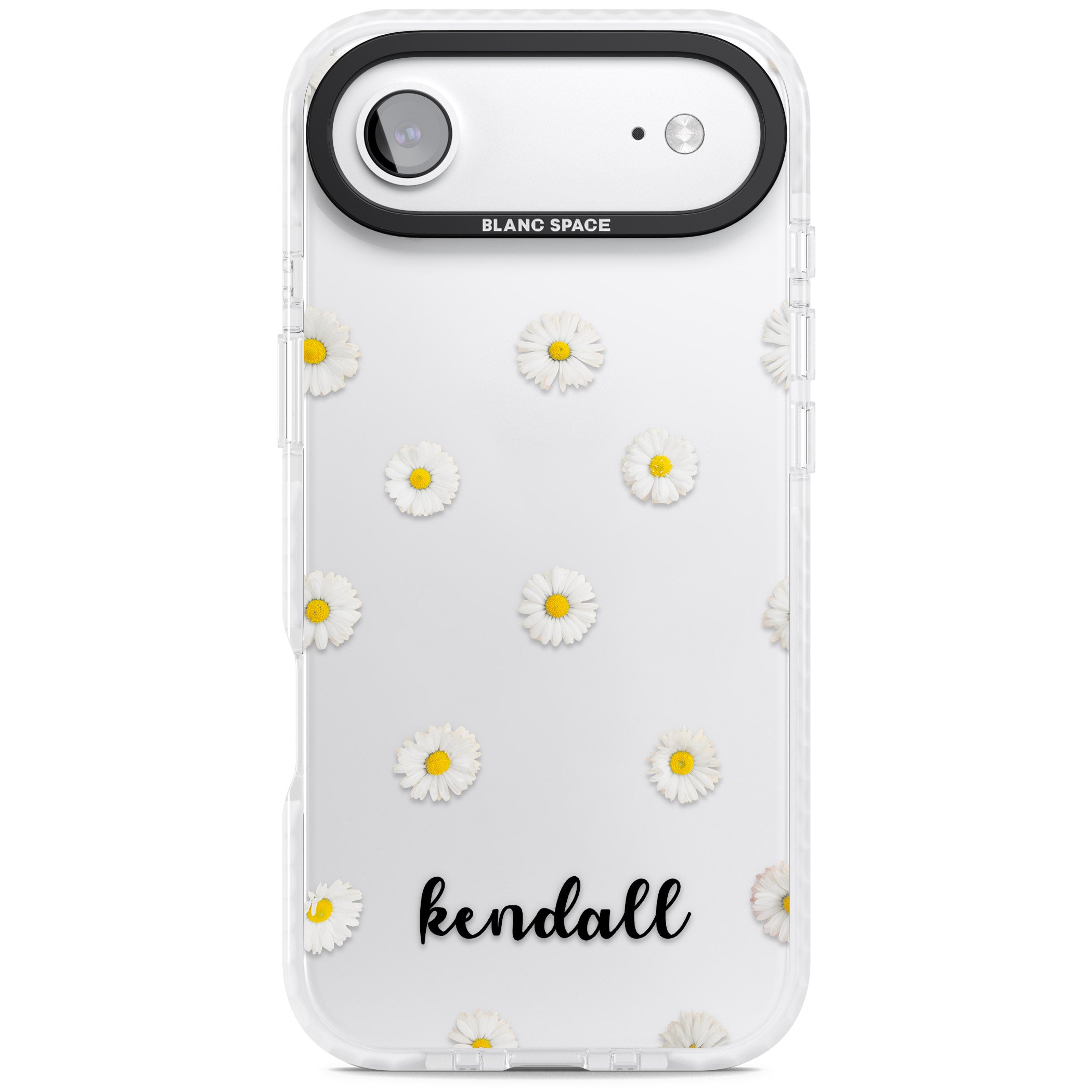 Personalised White Daisies & Cursive iPhone 17 Air Impact Clear Phone Case