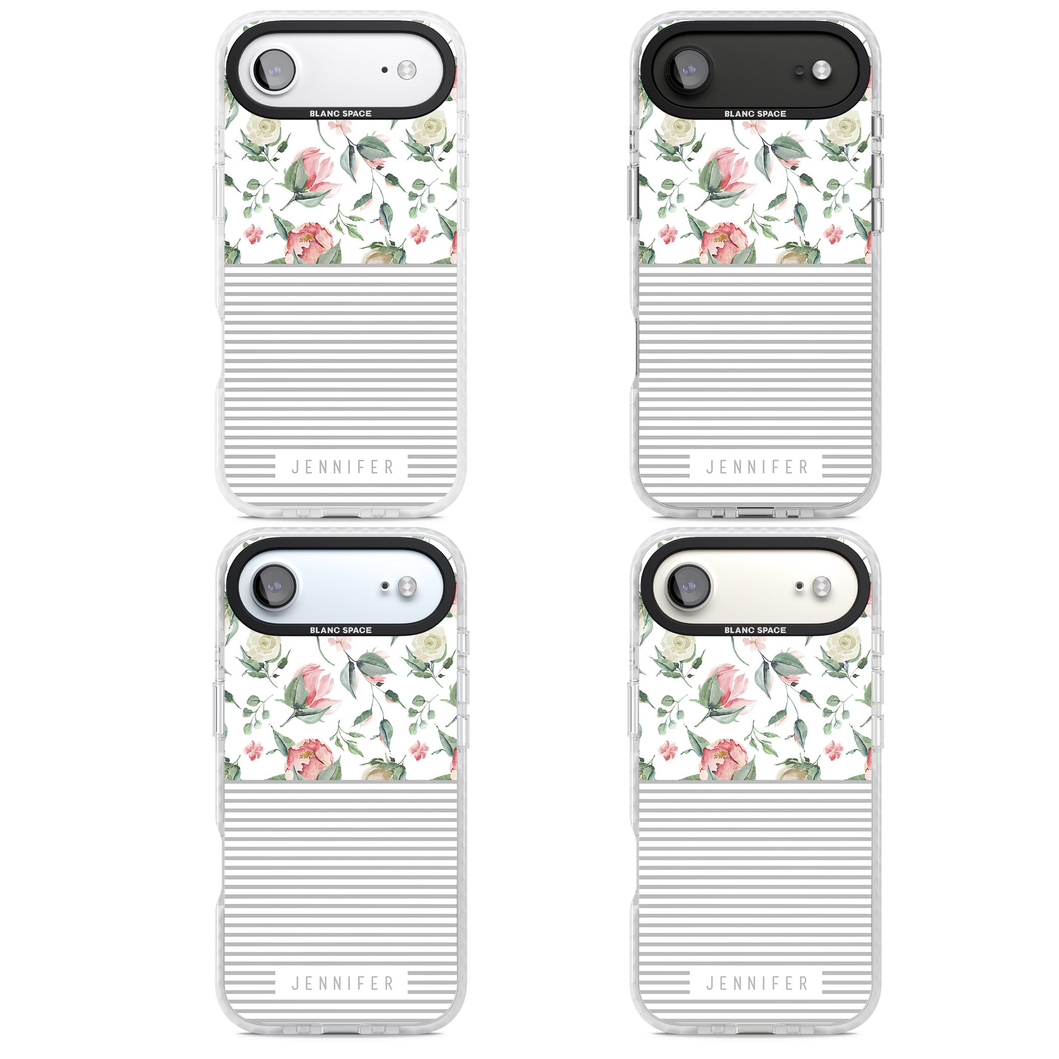 Personalised Light Floral Pattern & Stripes iPhone 17 Air Impact Clear Phone Case APT Impact Protection