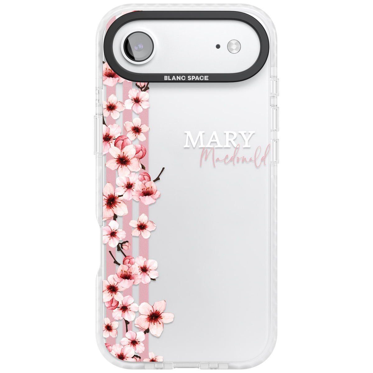 Personalised Cherry Blossom Stripe iPhone Air Impact Clear Phone Case front