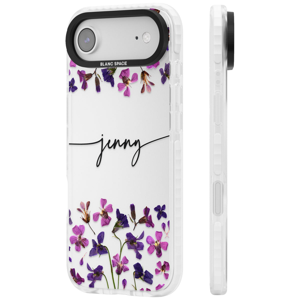 Personalised Purple Wildflowers iPhone Air Impact Clear Phone Case side