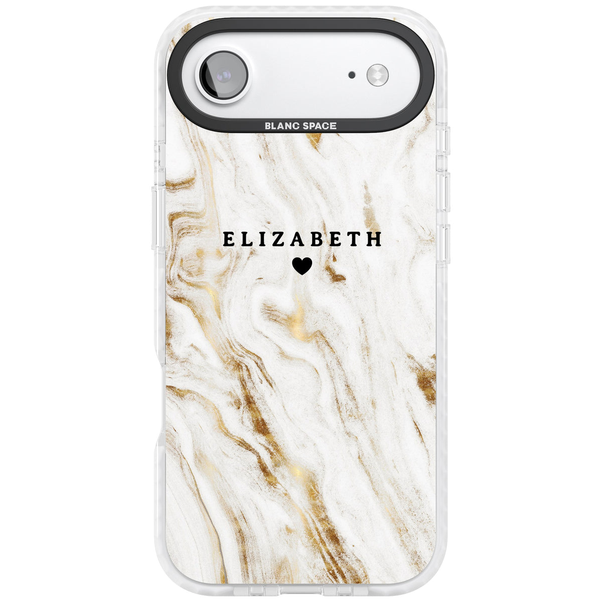 Personalised White Gilded Marble iPhone Air Impact Clear Phone Case front