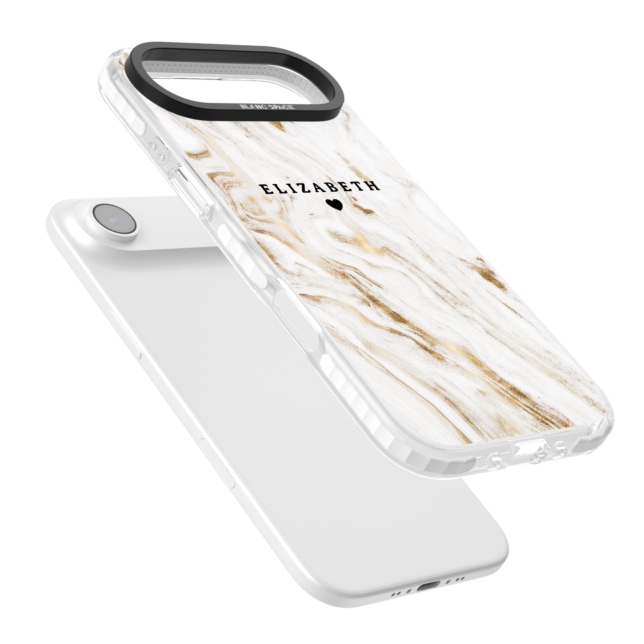 Personalised White & Gold Swirl Marble iPhone 17 Air Impact Clear Phone Case Colours