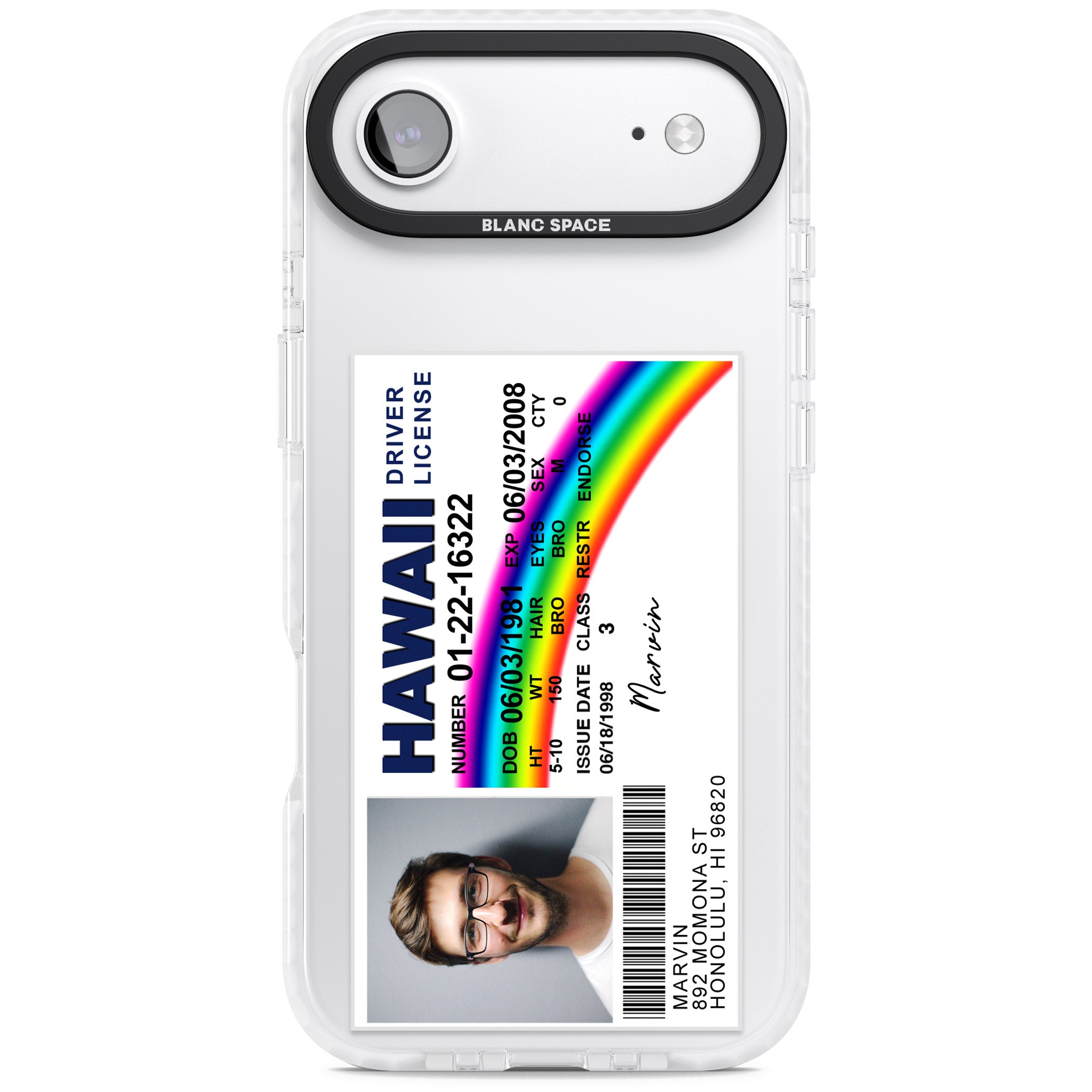 Personalised Hawaii Driving License iPhone 17 Air Impact Clear Phone Case