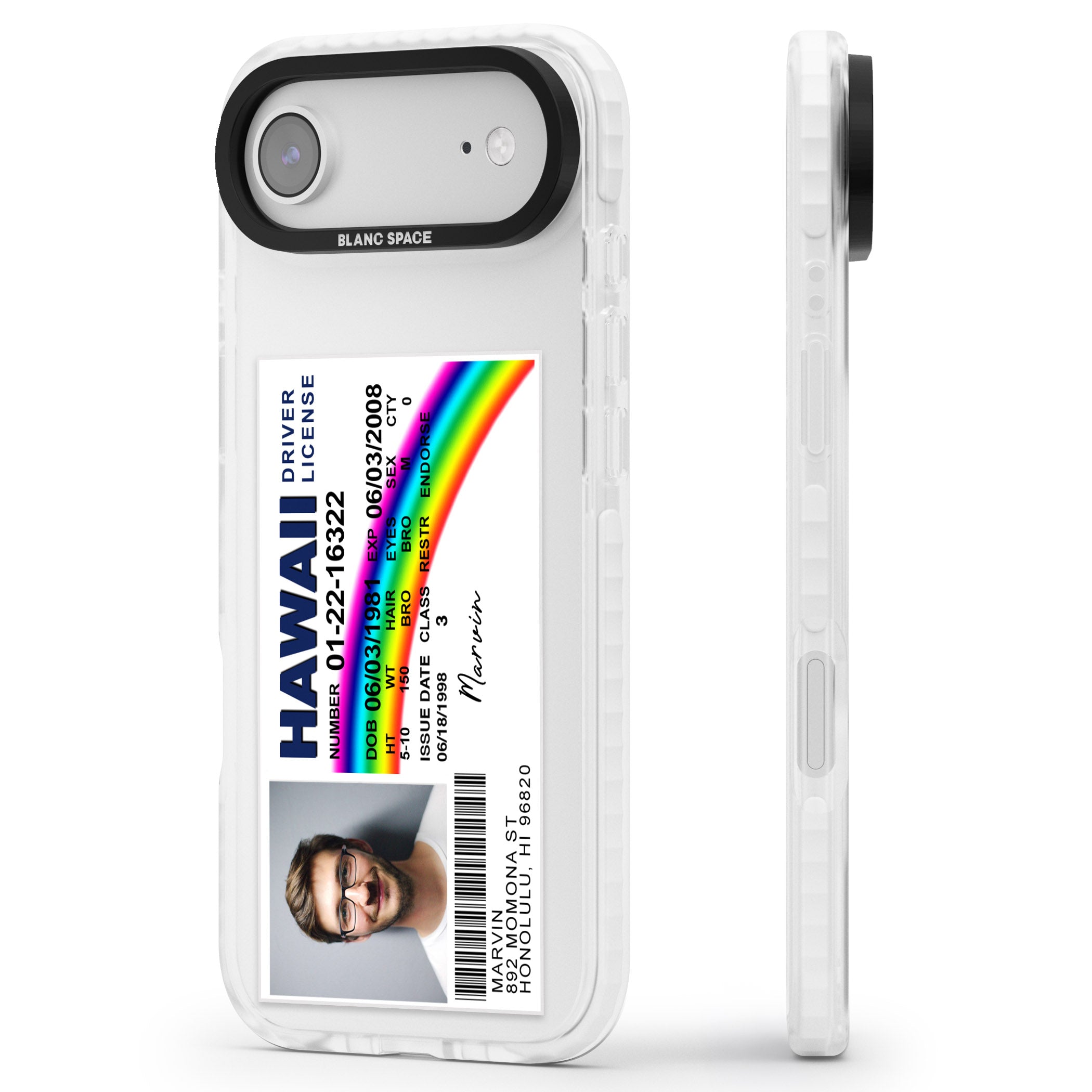Personalised Hawaii Driving License iPhone 17 Air Impact Clear Phone Case Side Profile