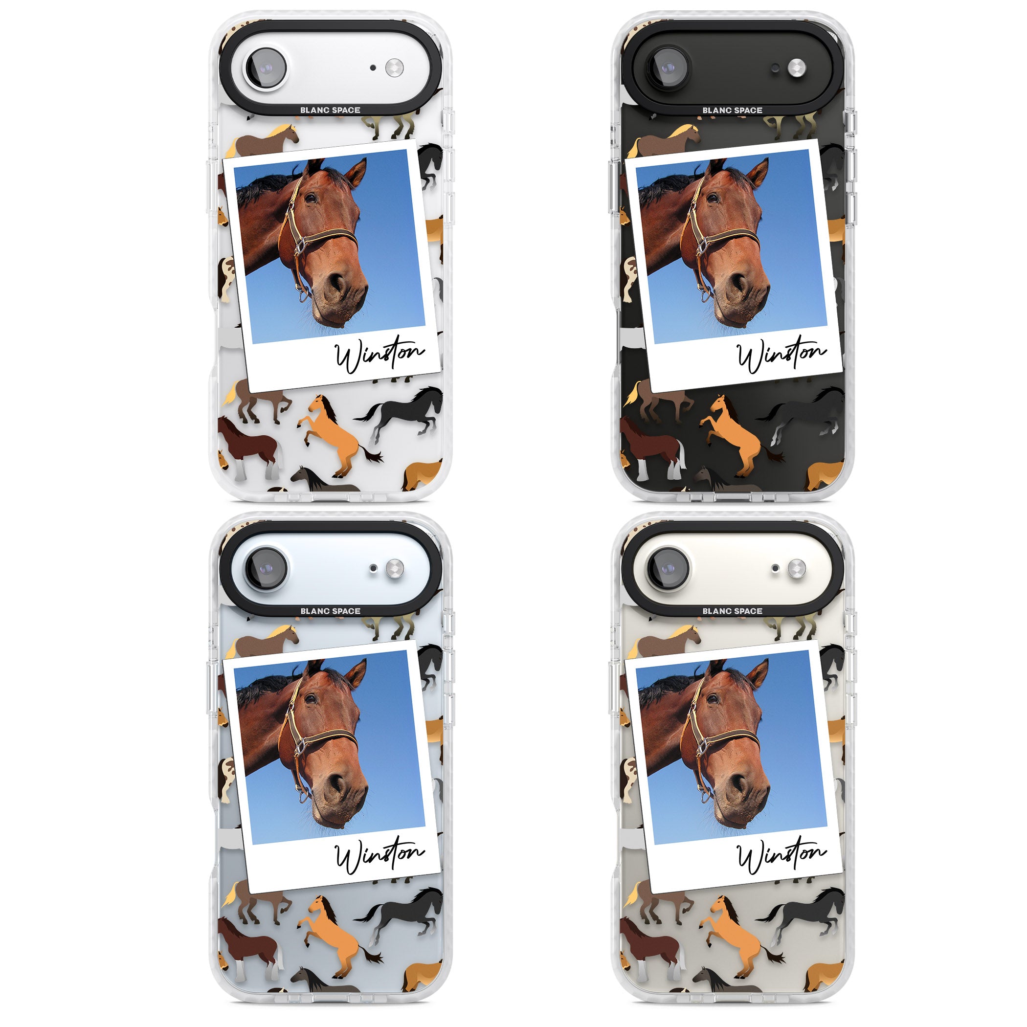 Personalised Horse Polaroid iPhone 17 Air Impact Clear Phone Case APT Impact Protection