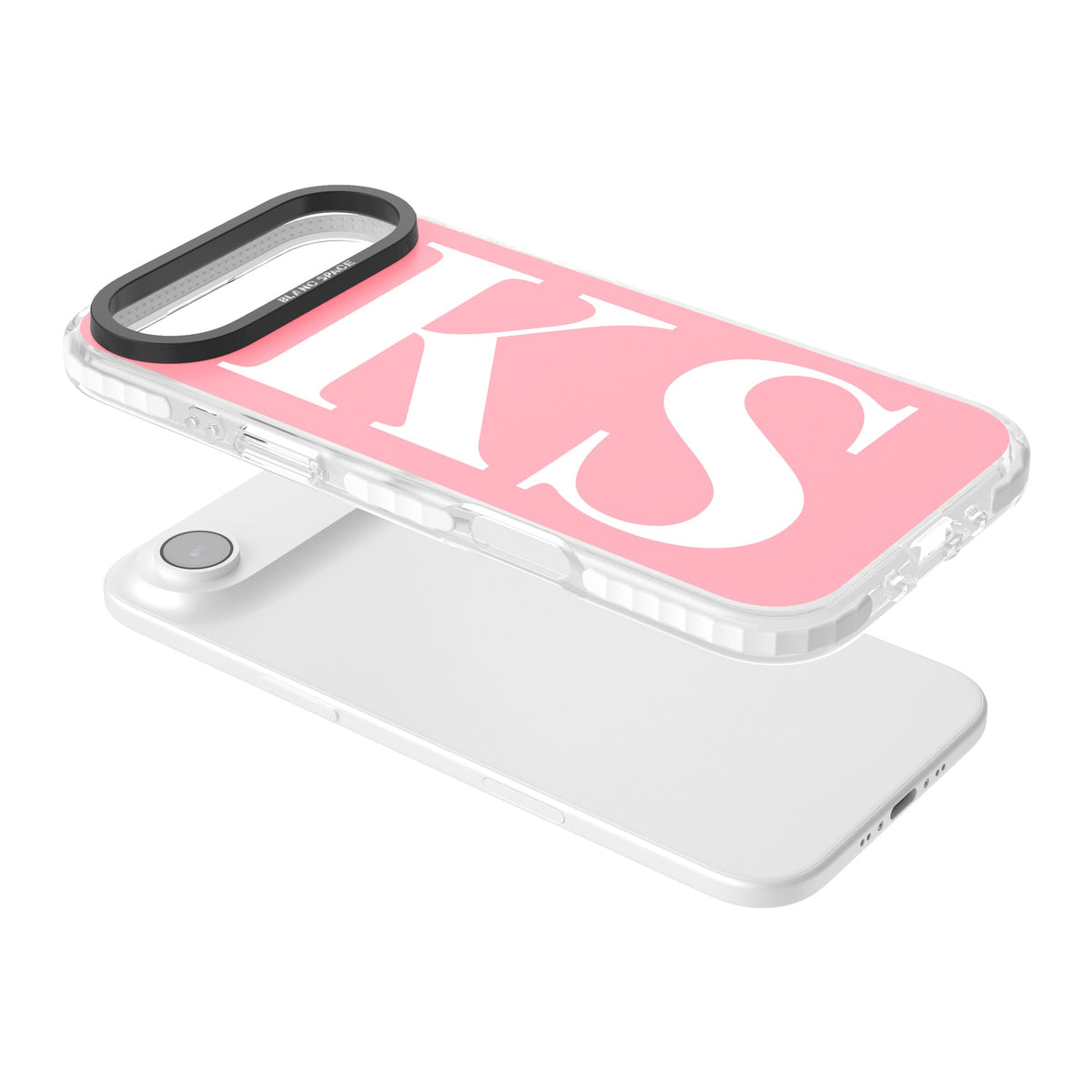 Personalised White & Pink Letters iPhone Air Impact Clear Phone Case angled