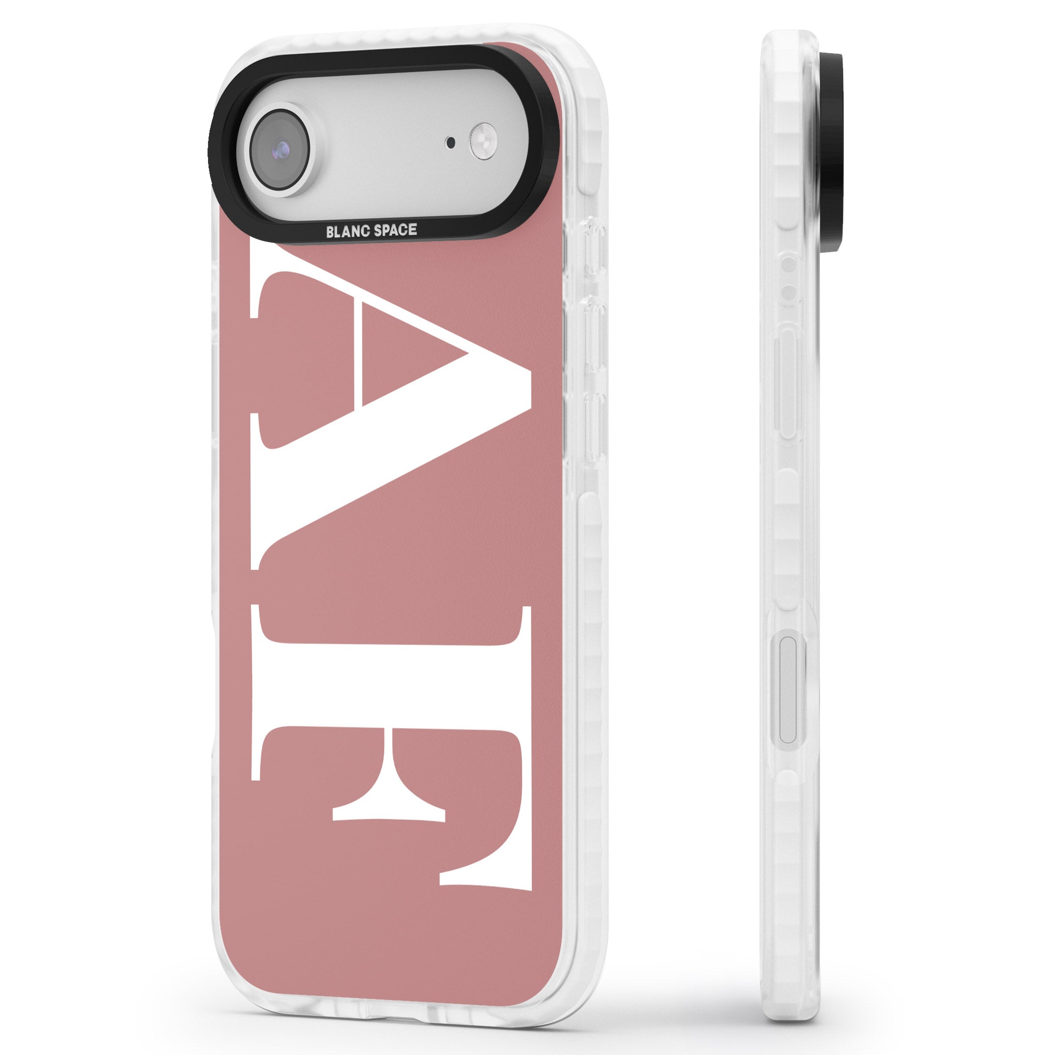 Personalised White & Rose Letters iPhone 17 Air Impact Clear Phone Case Side Profile